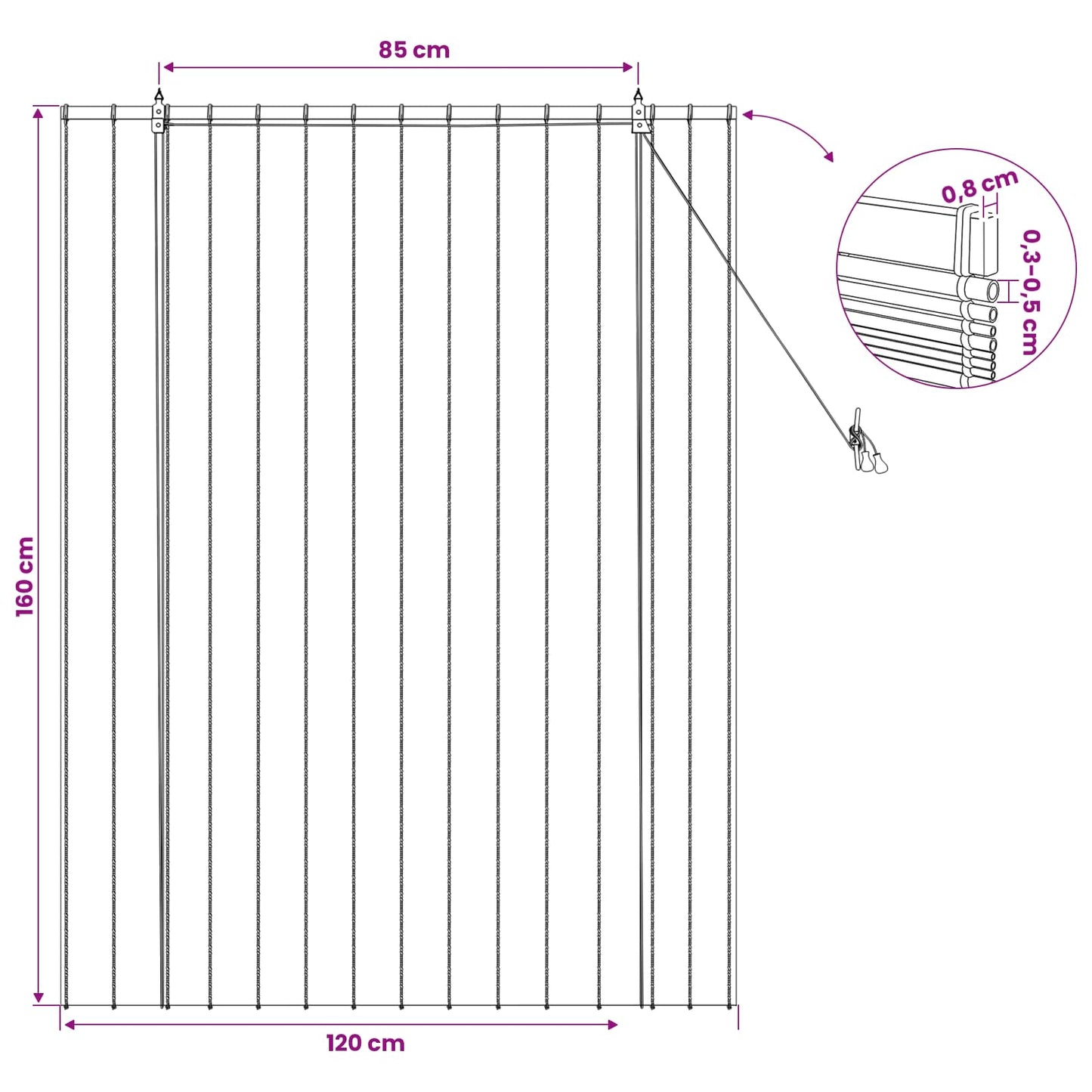 Rullegardin Naturlig 120 x 160 cm Siv