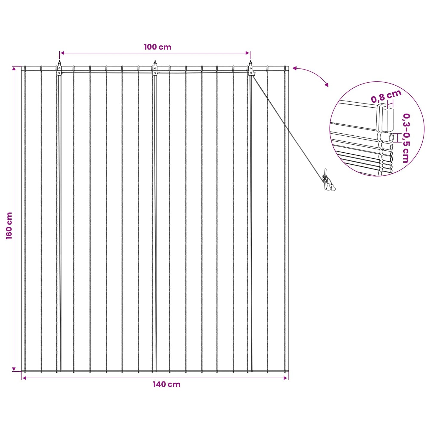 Rullegardin Naturlig 140 x 160 cm Siv