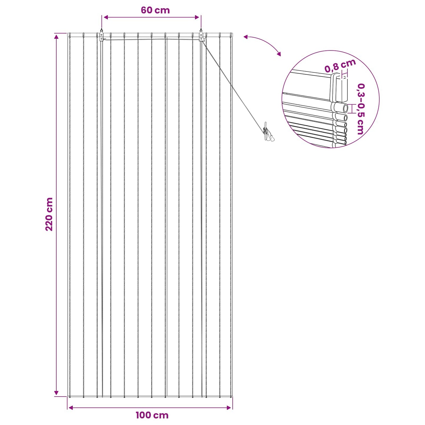 Rullegardin Brun 100 x 220 cm Siv