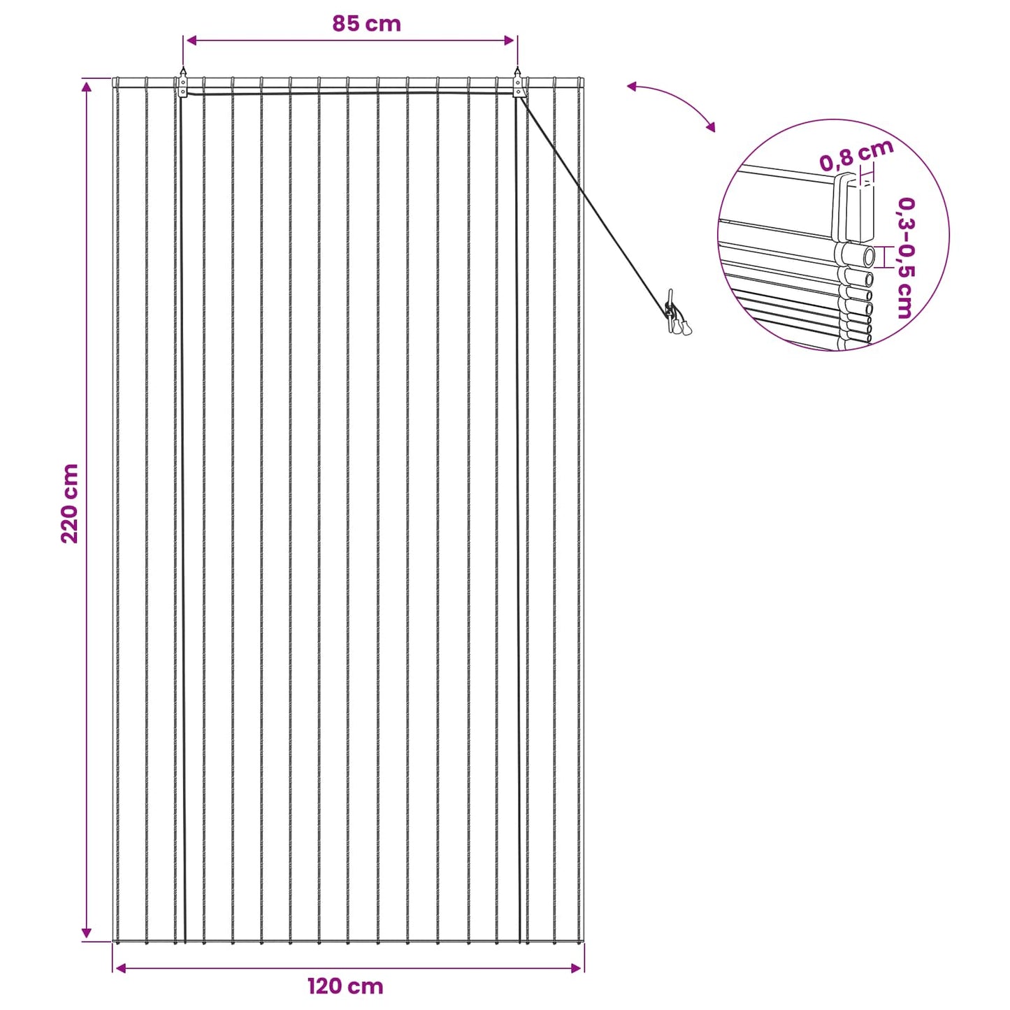 Rullegardin Brun 120 x 220 cm Siv
