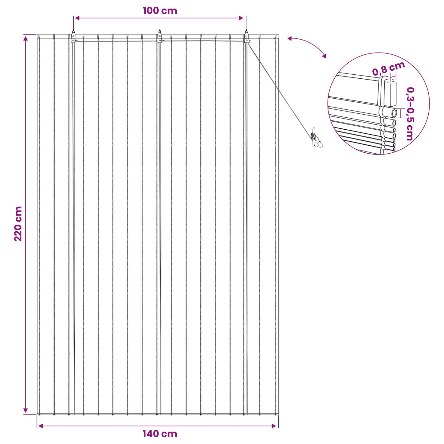 Rullegardin Brun 140 x 220 cm Siv
