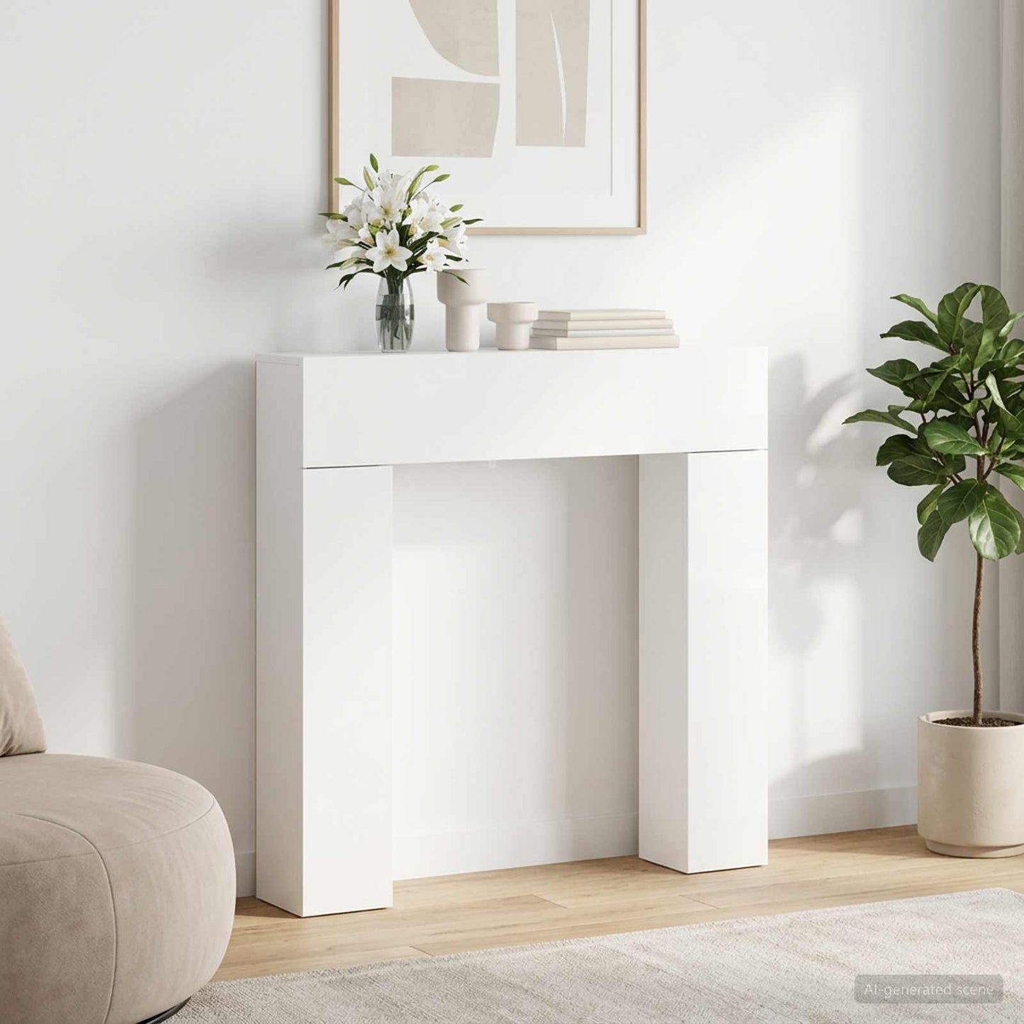 Peisramme Hvit 102 x 18 x 100,5 cm Konstruert tre