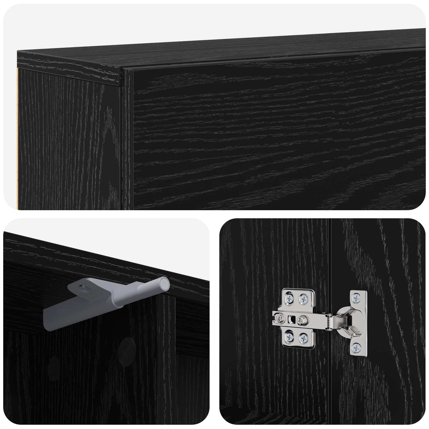 Peisramme Svart eik 102 x 18 x 100,5 cm Konstruert tre
