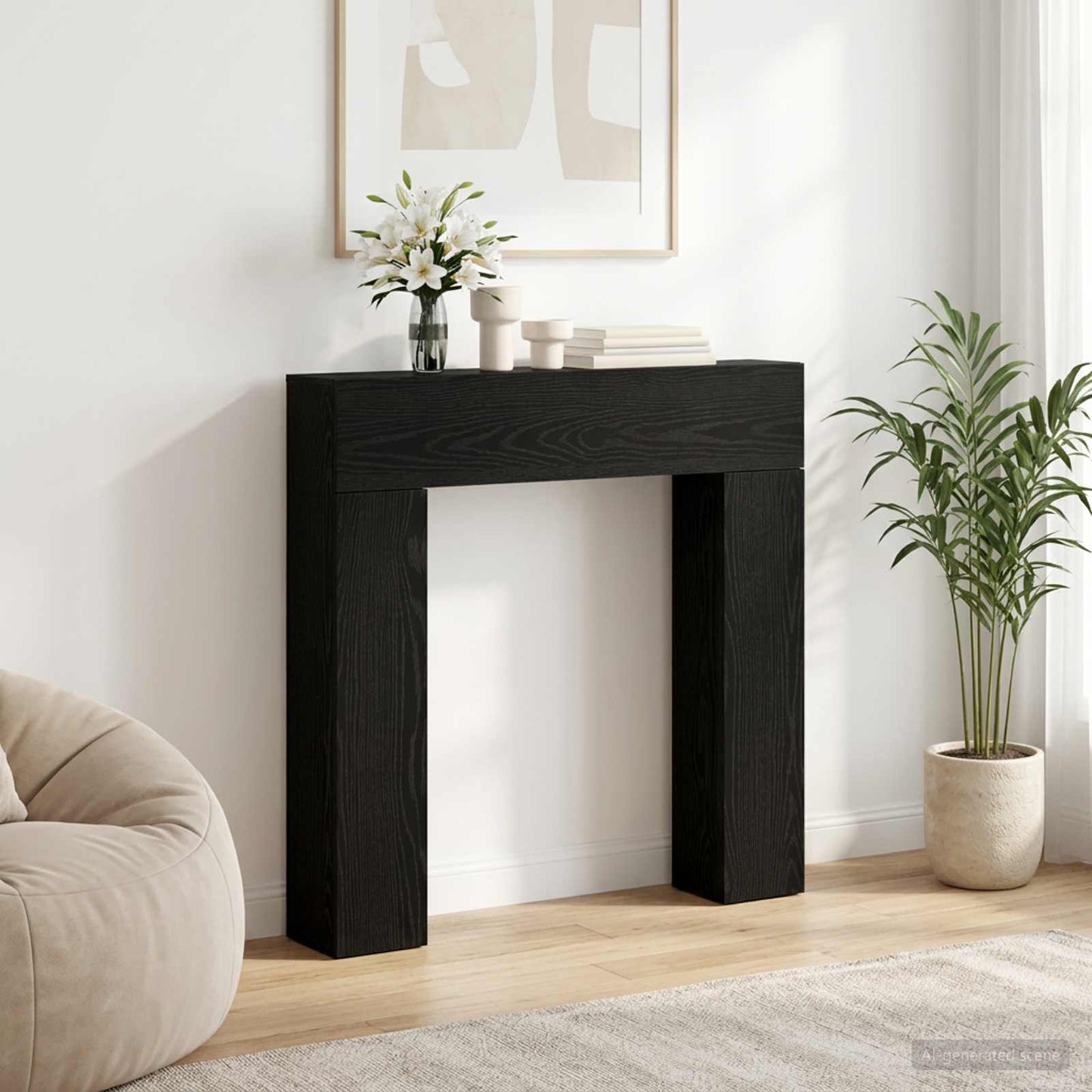 Peisramme Svart eik 102 x 18 x 100,5 cm Konstruert tre