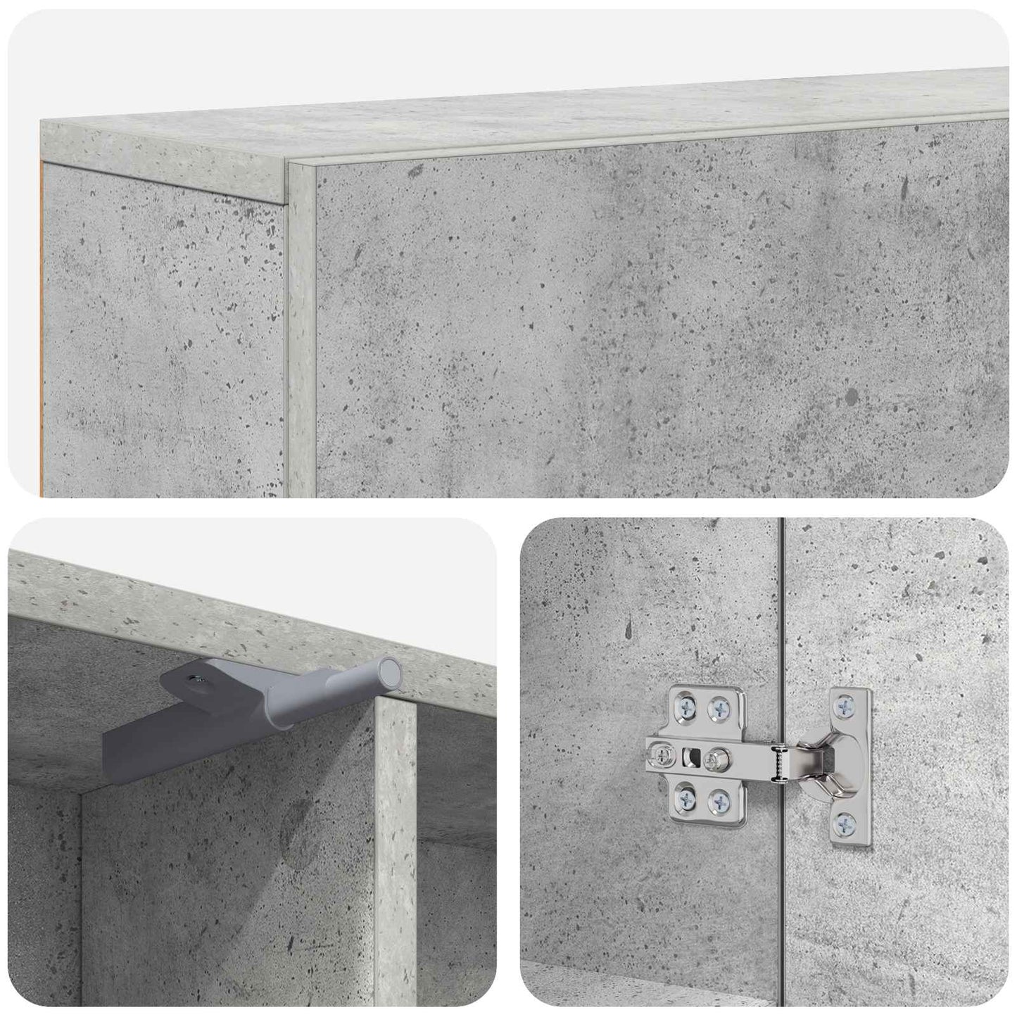 Peisramme Betonggrå 102 x 18 x 100,5 cm Konstruert tre
