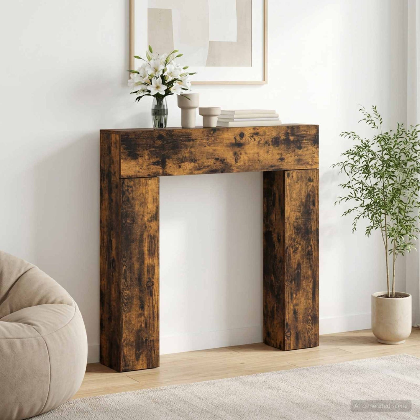 Peisramme Røkt Eik 102 x 18 x 100,5 cm Konstruert tre