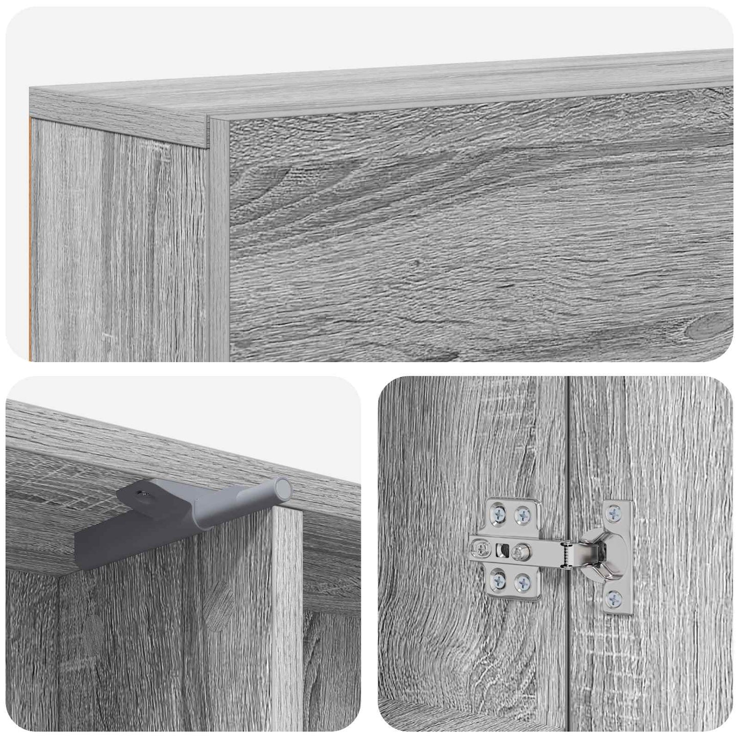 Peisramme Grå Sonoma 102 x 18 x 100,5 cm Konstruert tre