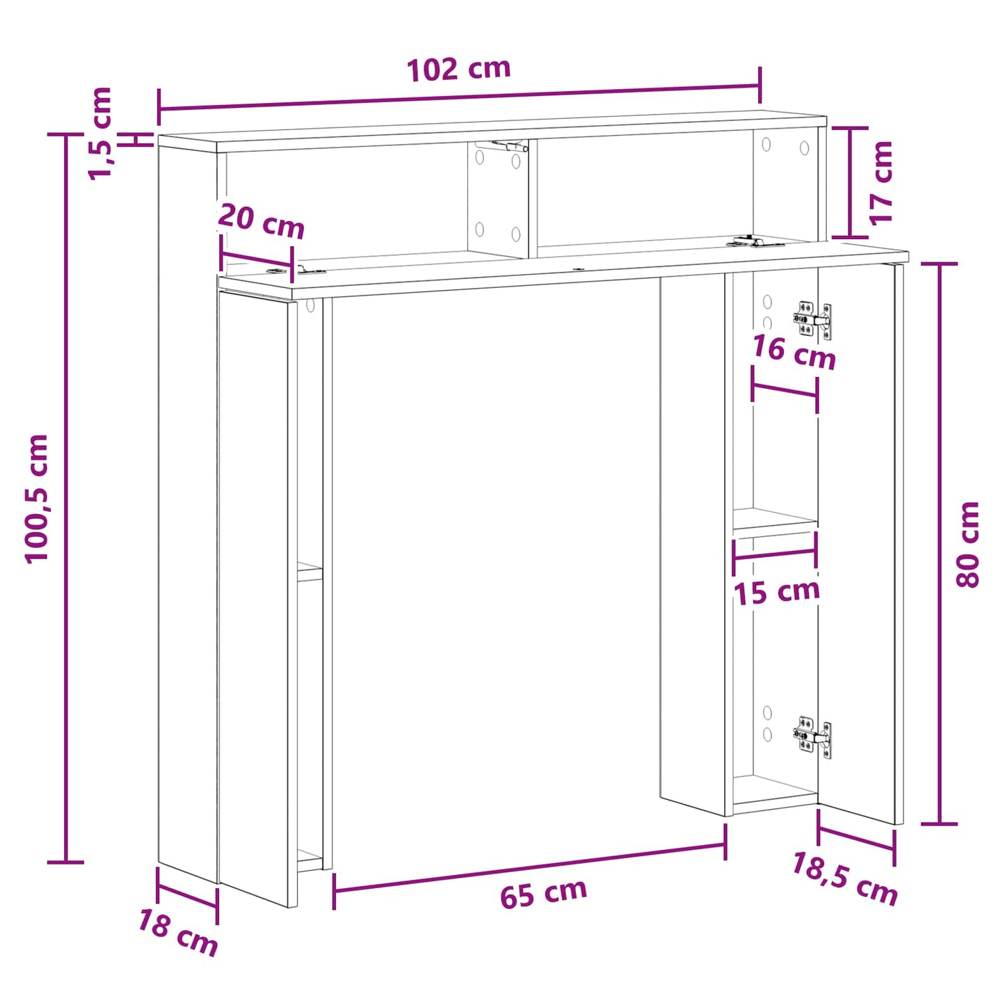 Peisramme Artisan eik 102 x 18 x 100,5 cm Konstruert tre