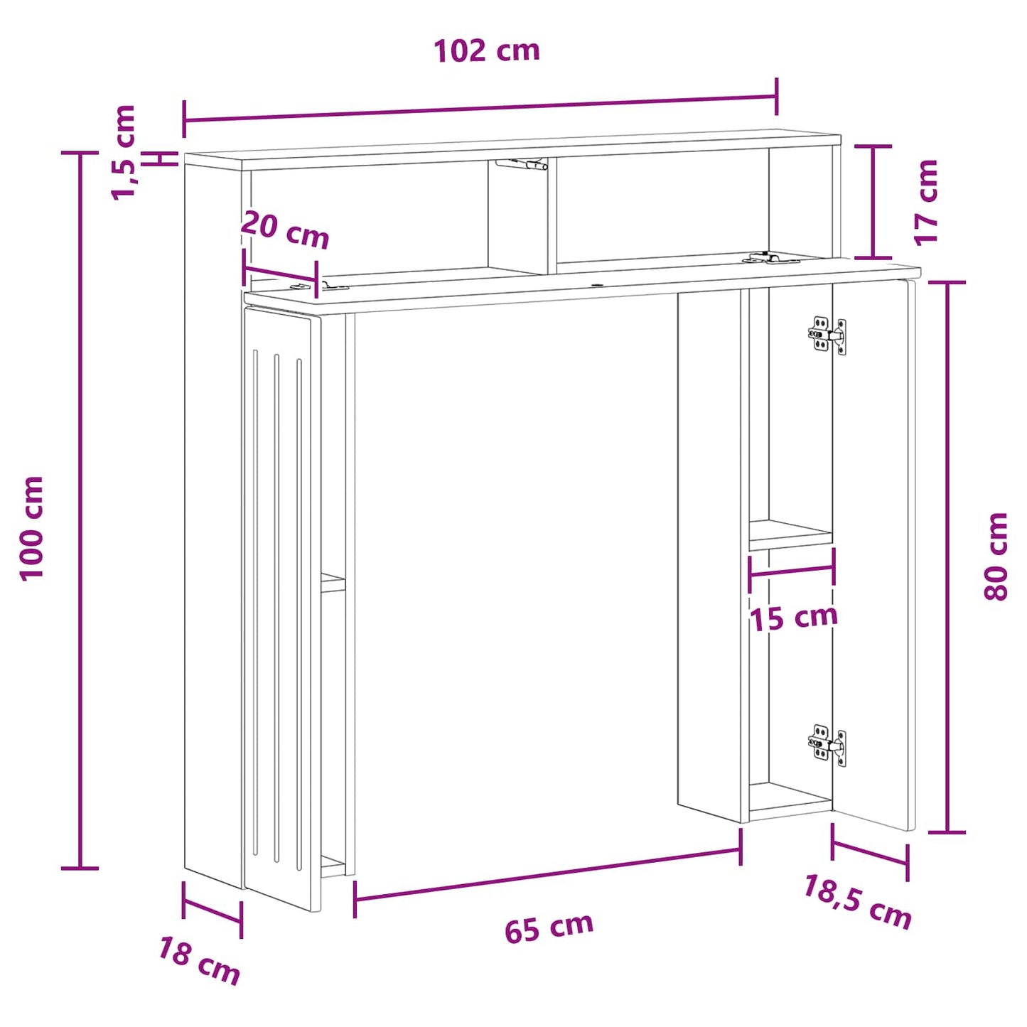 Peisramme Svart 102 x 18 x 100,5 cm Konstruert tre