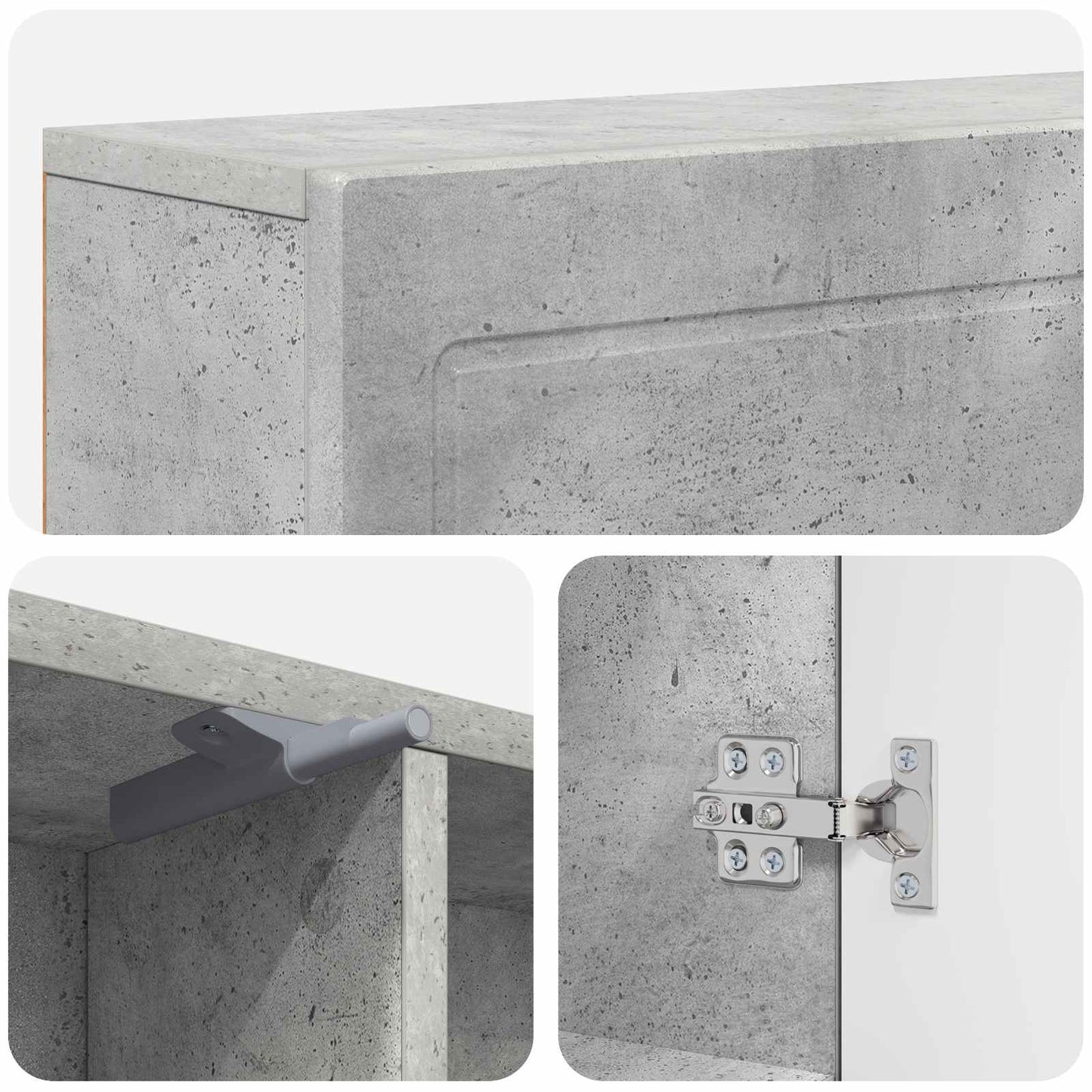 Peisramme Betonggrå 102 x 18 x 100,5 cm Konstruert tre