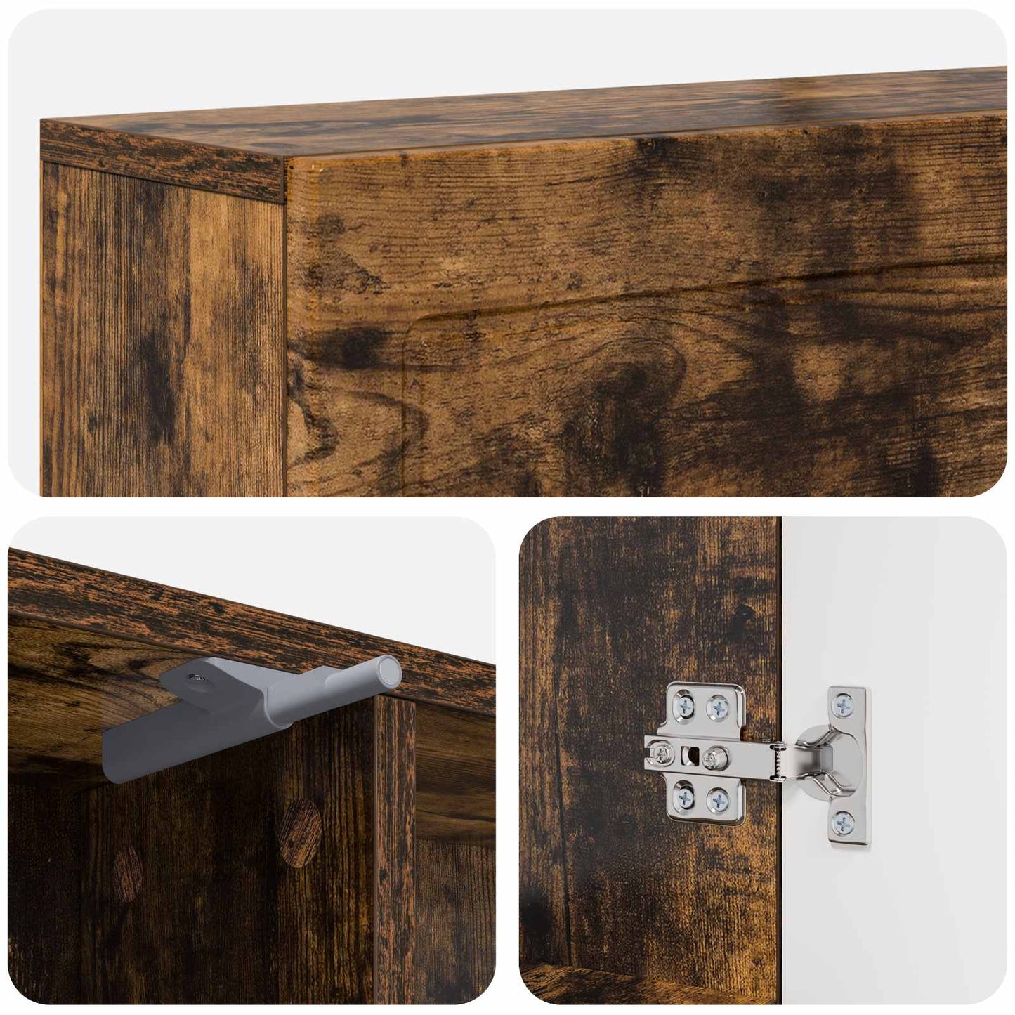 Peisramme Røkt Eik 102 x 18 x 100,5 cm Konstruert tre