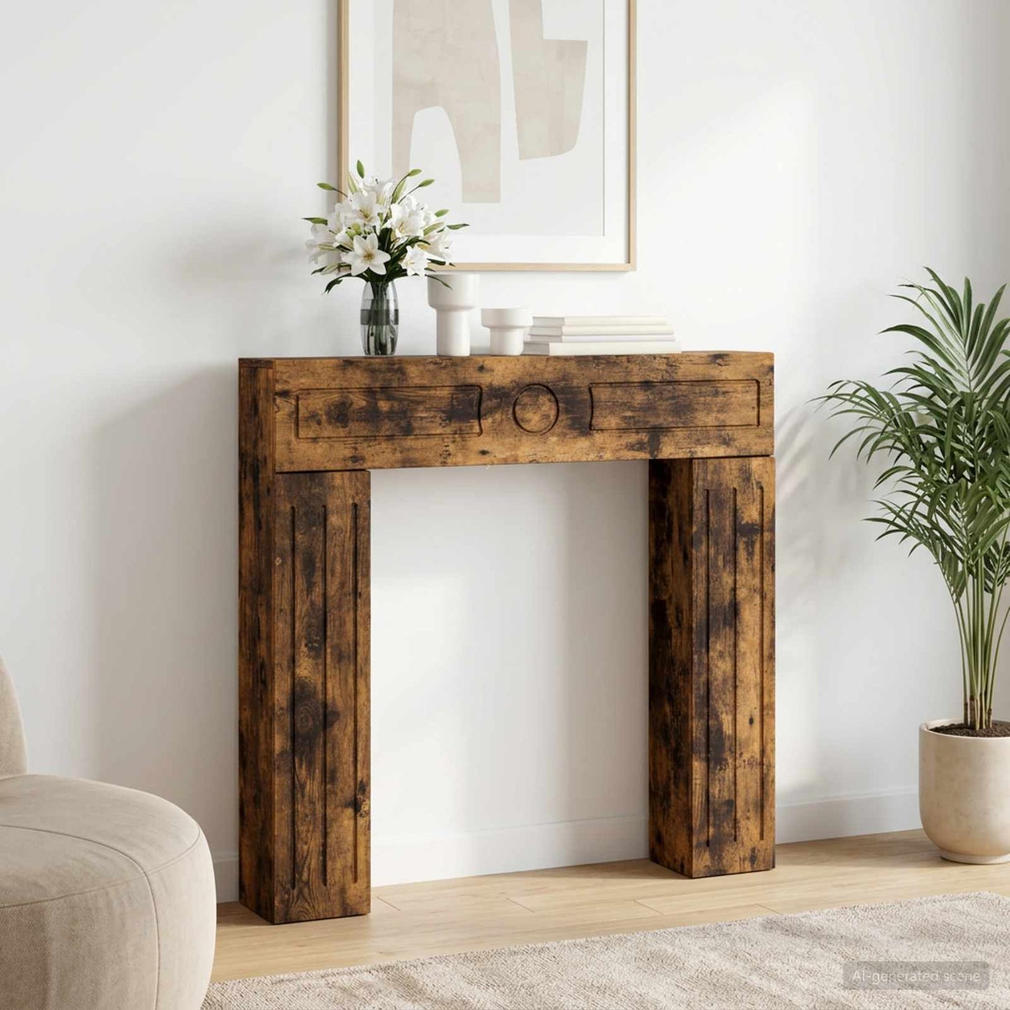 Peisramme Røkt Eik 102 x 18 x 100,5 cm Konstruert tre
