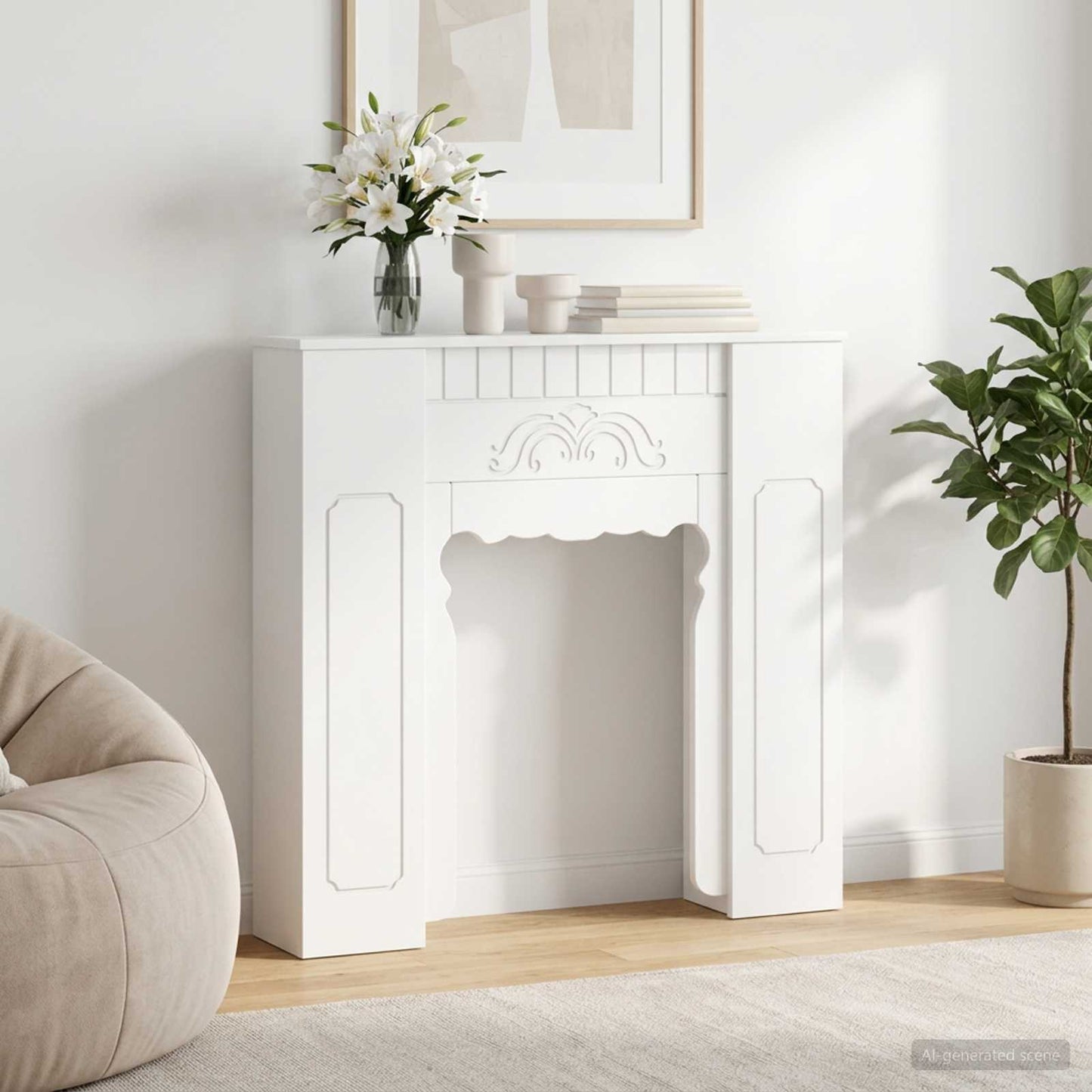 Peisramme Hvit 93 x 20 x 89 cm Konstruert tre
