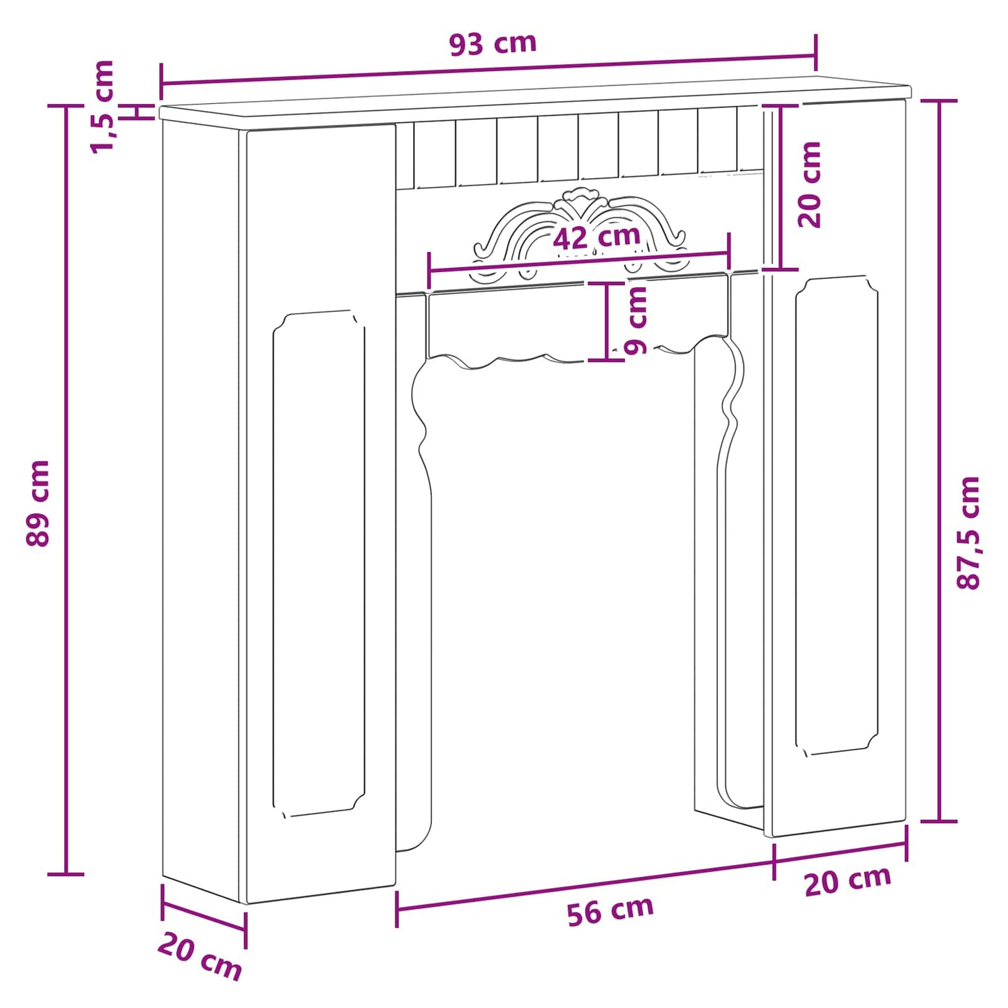 Peisramme Sonoma eik 93 x 20 x 89 cm Konstruert tre