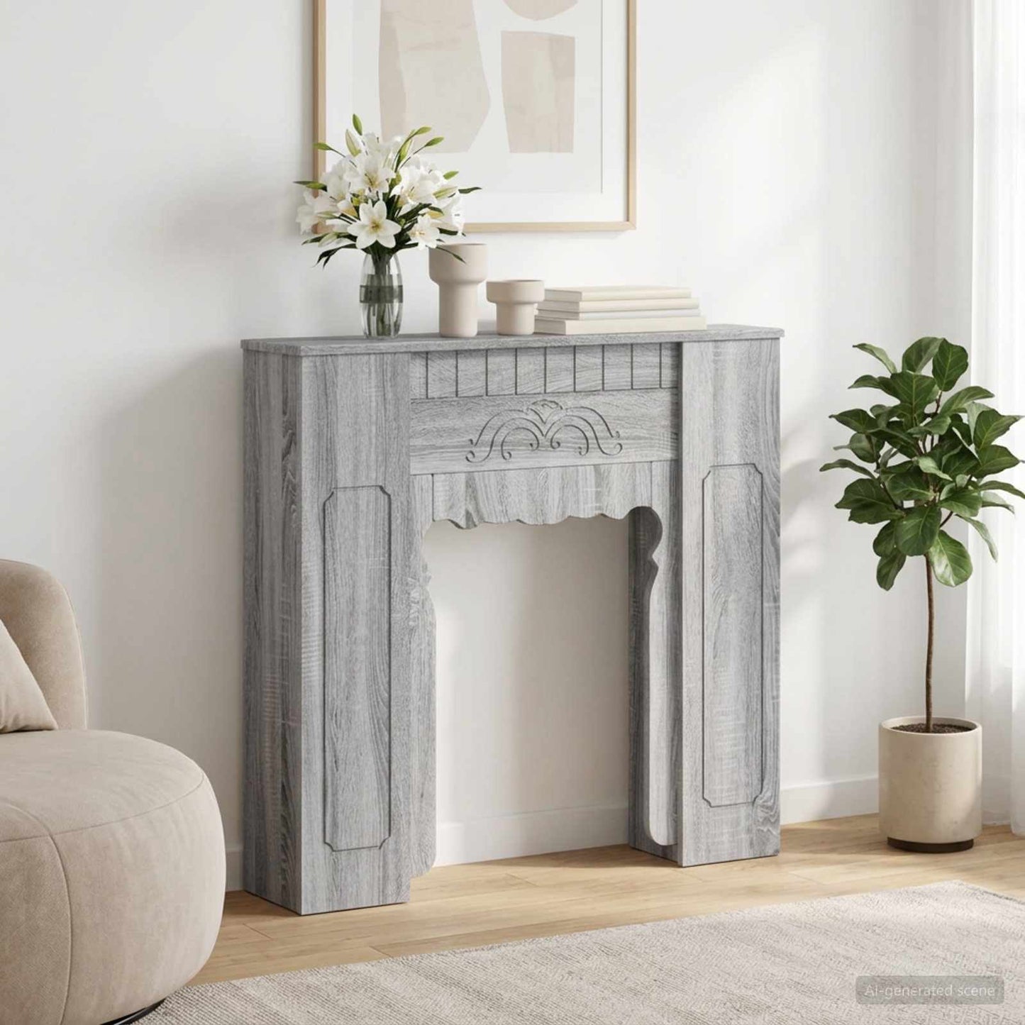 Peisramme Grå Sonoma 93 x 20 x 89 cm Konstruert tre