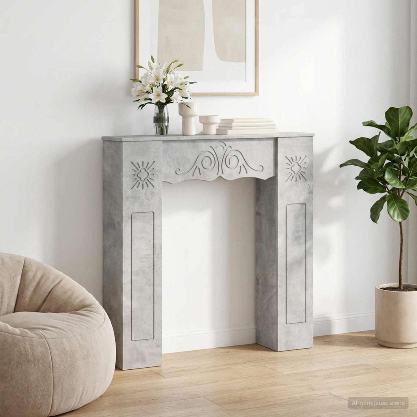 Peisramme Betonggrå 102 x 20 x 102 cm Konstruert tre
