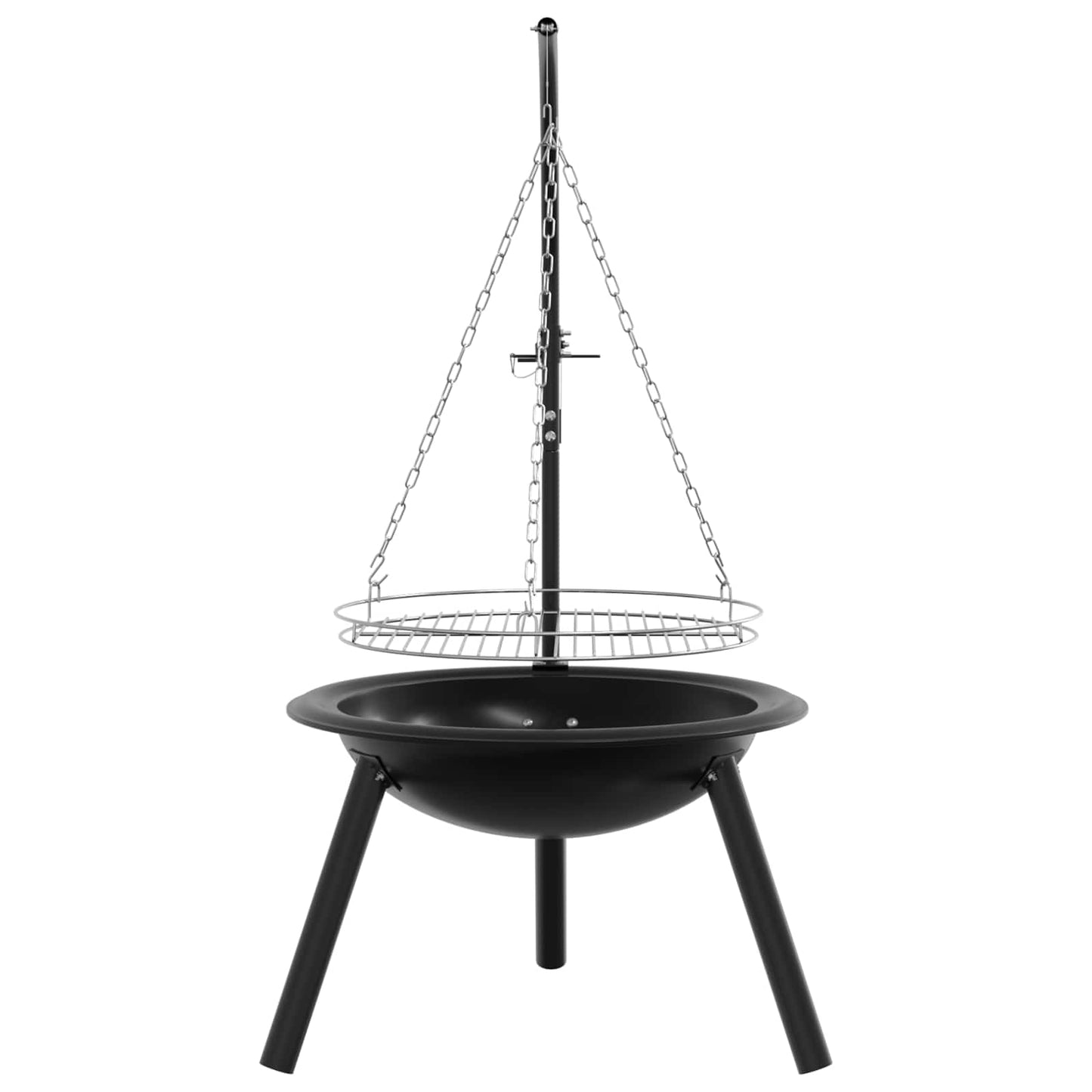 Ildsted med justerbar grillrist ⌀55,5 x 107,5 cm Stål Svart