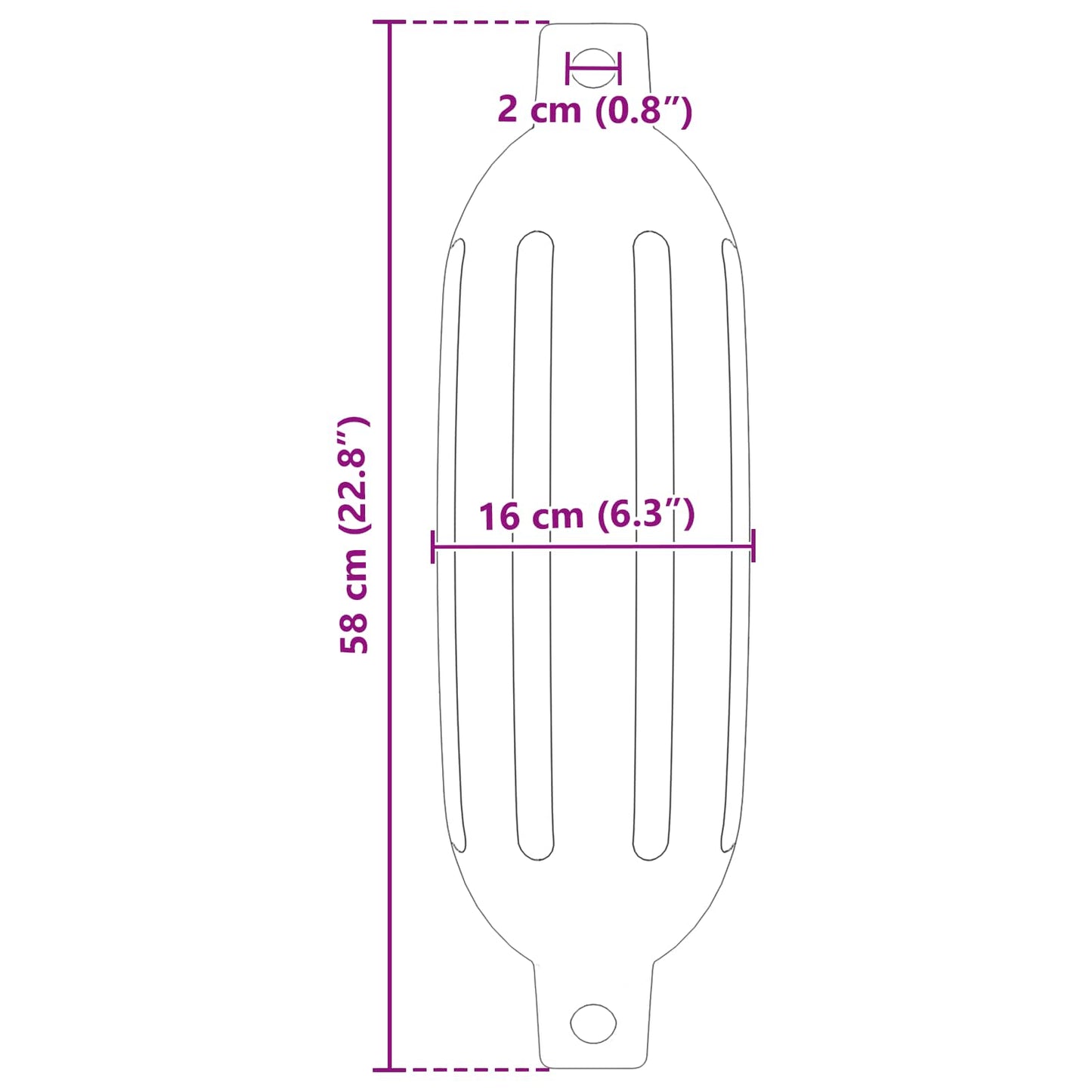 Båtfendere 2 stk. Ø 16 x 58 cm Hvit PVC