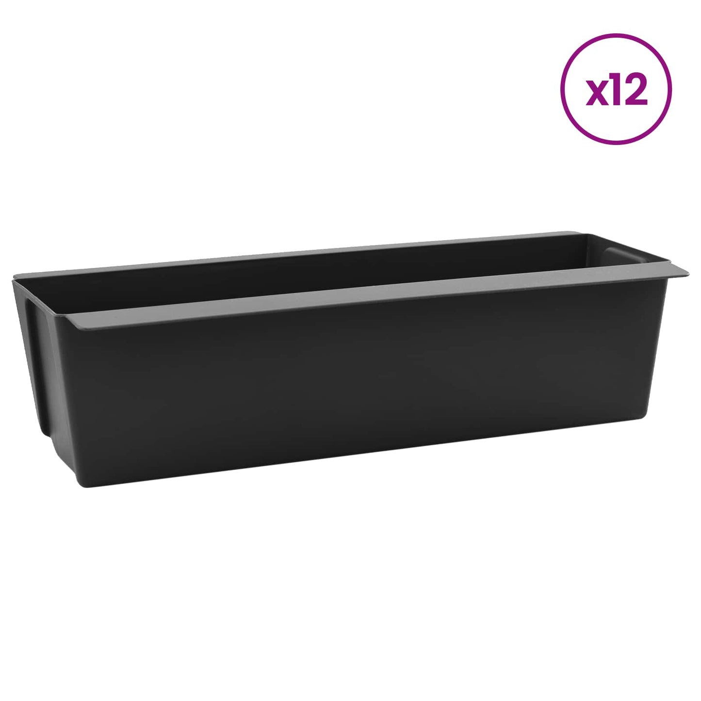 Blomsterkasser for Euro-paller 12 pcs Svart 36 x 13,5 x 9,5 cm
