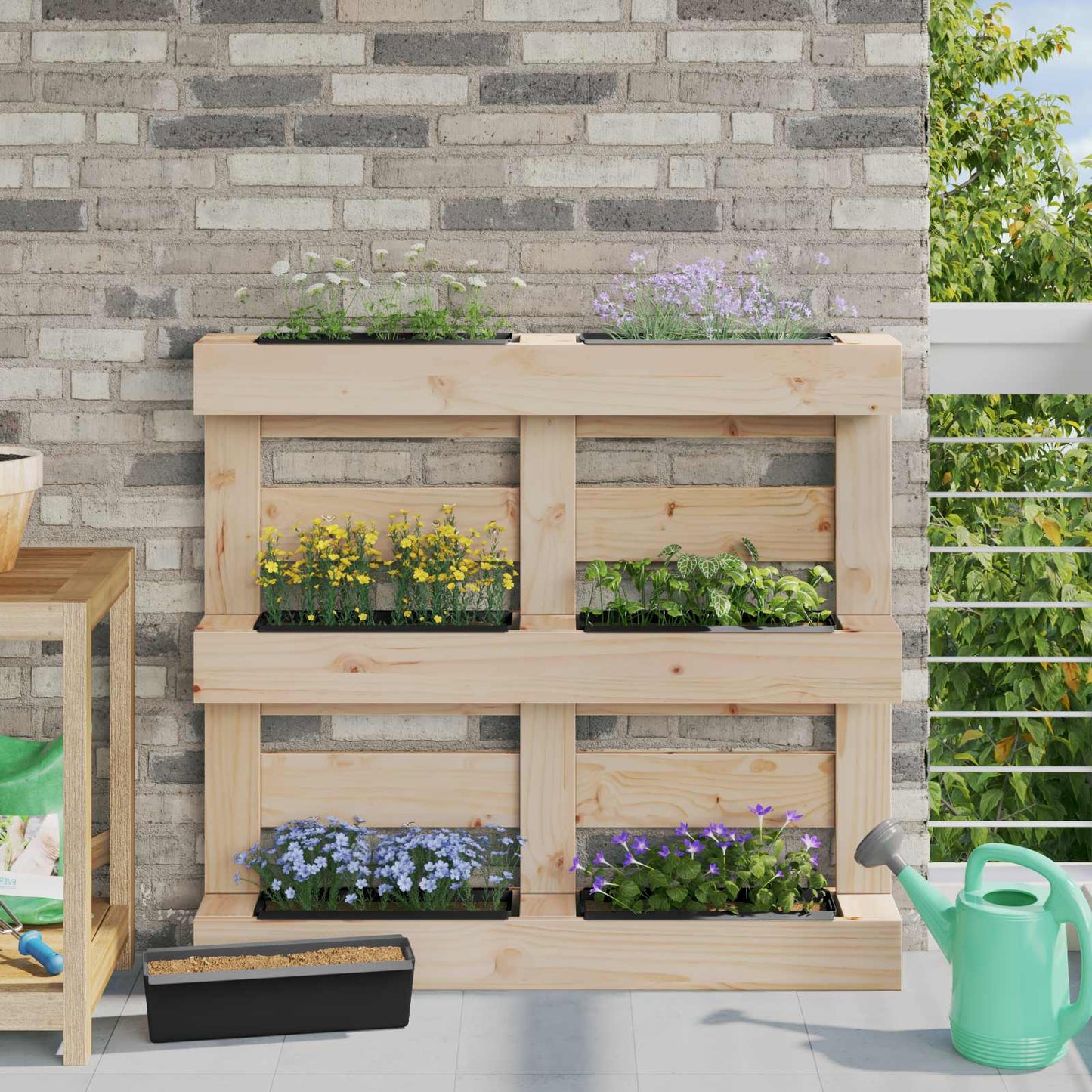 Blomsterkasser for Euro-paller 24 pcs Svart 36 x 13,5 x 9,5 cm