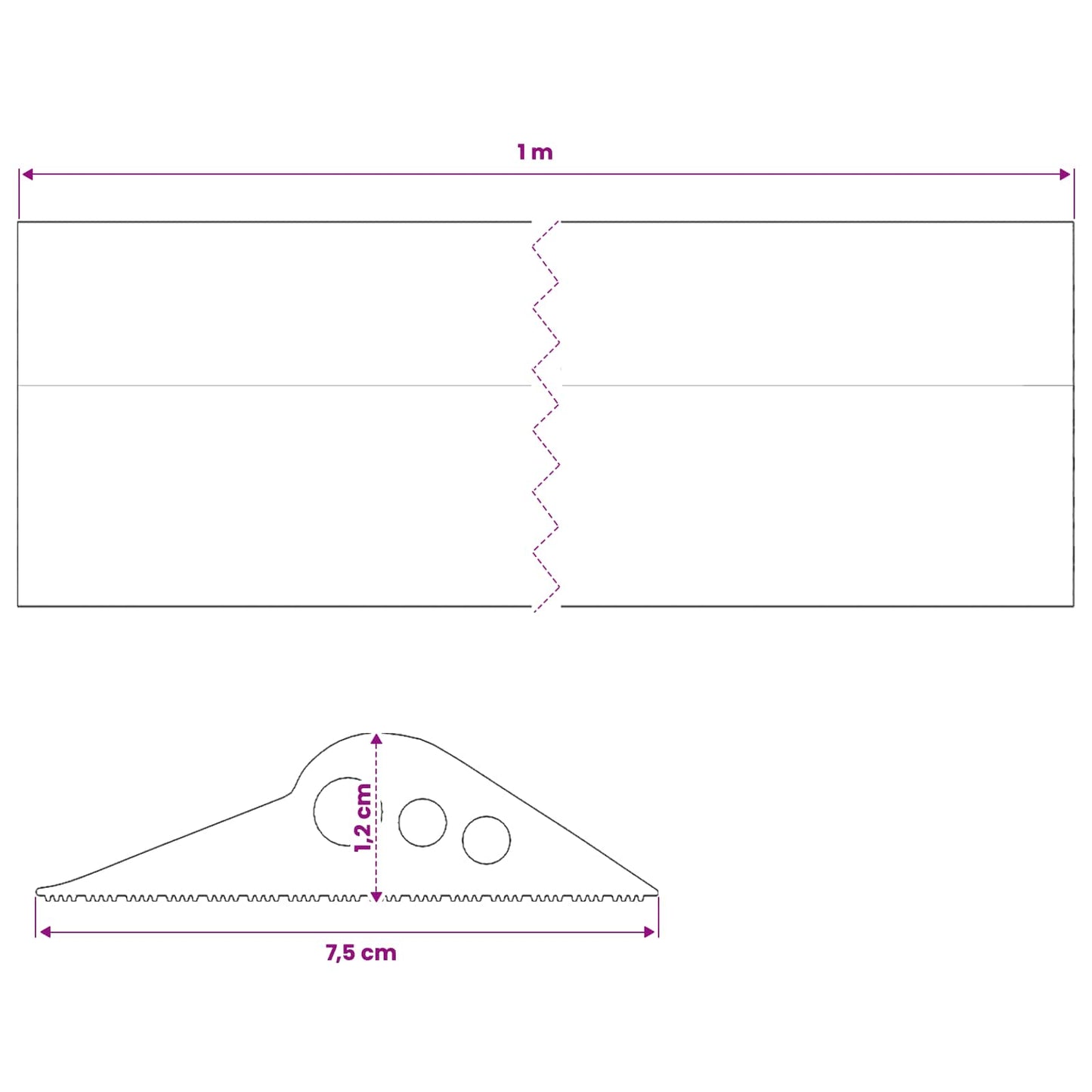 Garasje gulvforsegling Svart 75 x 12 mm 1 m EPDM-gummi