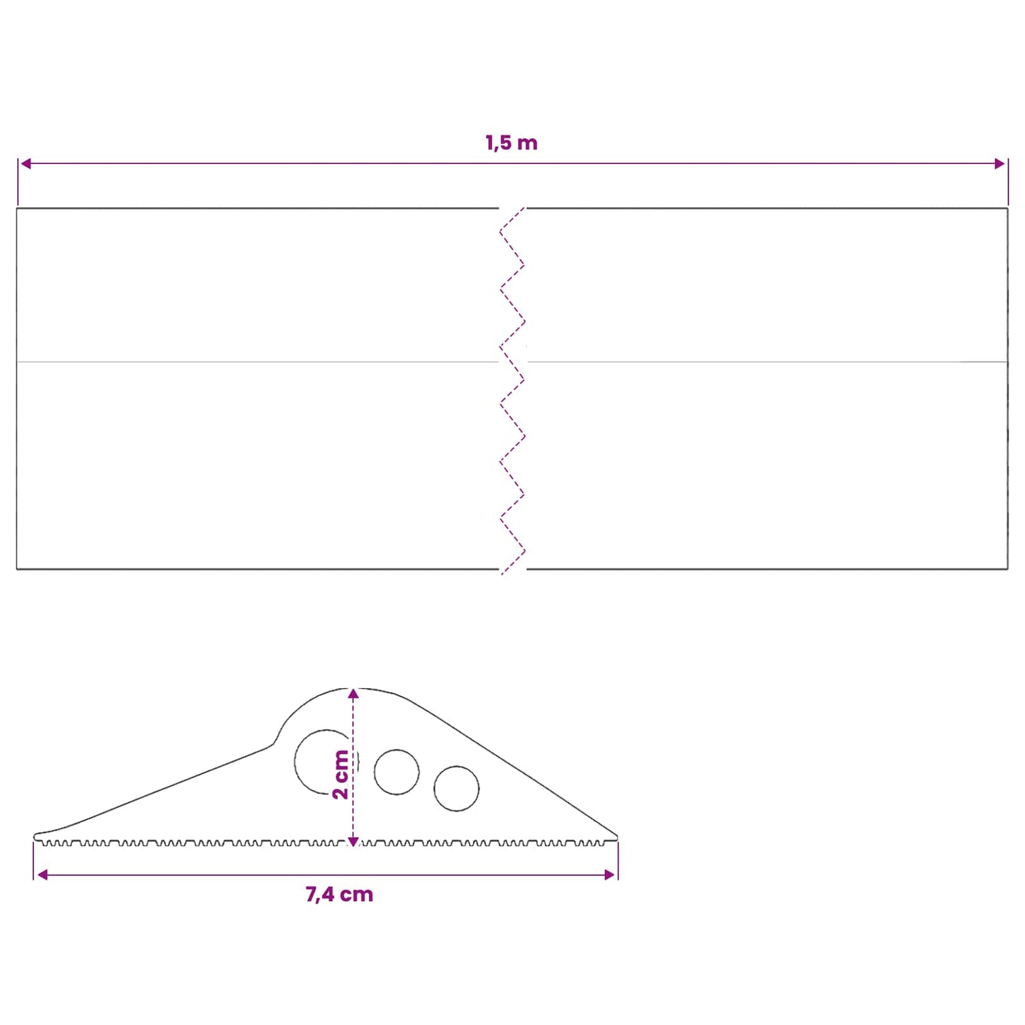 Garasje gulvforsegling Svart 74 x 20 mm 1,5 m EPDM-gummi