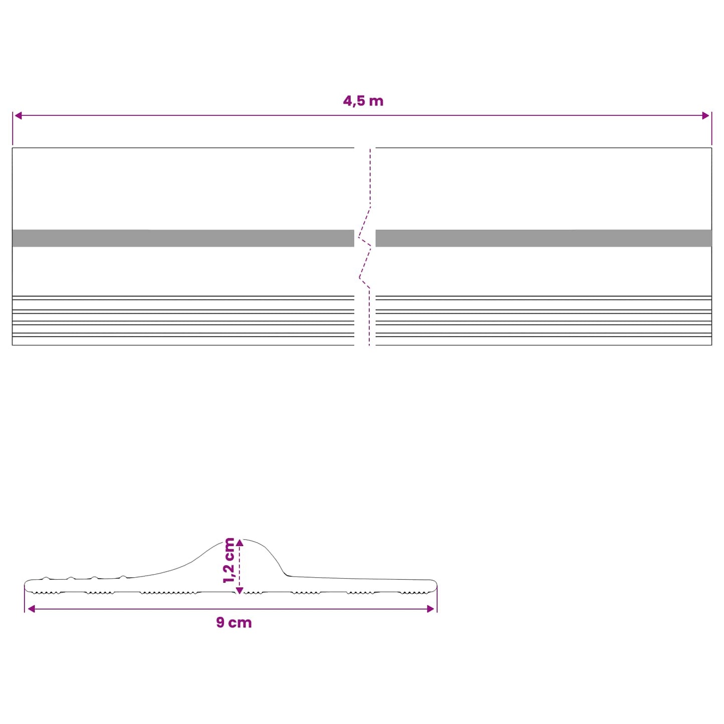 Garasje gulvforsegling Svart og Gul 12 x 90 mm 4,5 m PVC