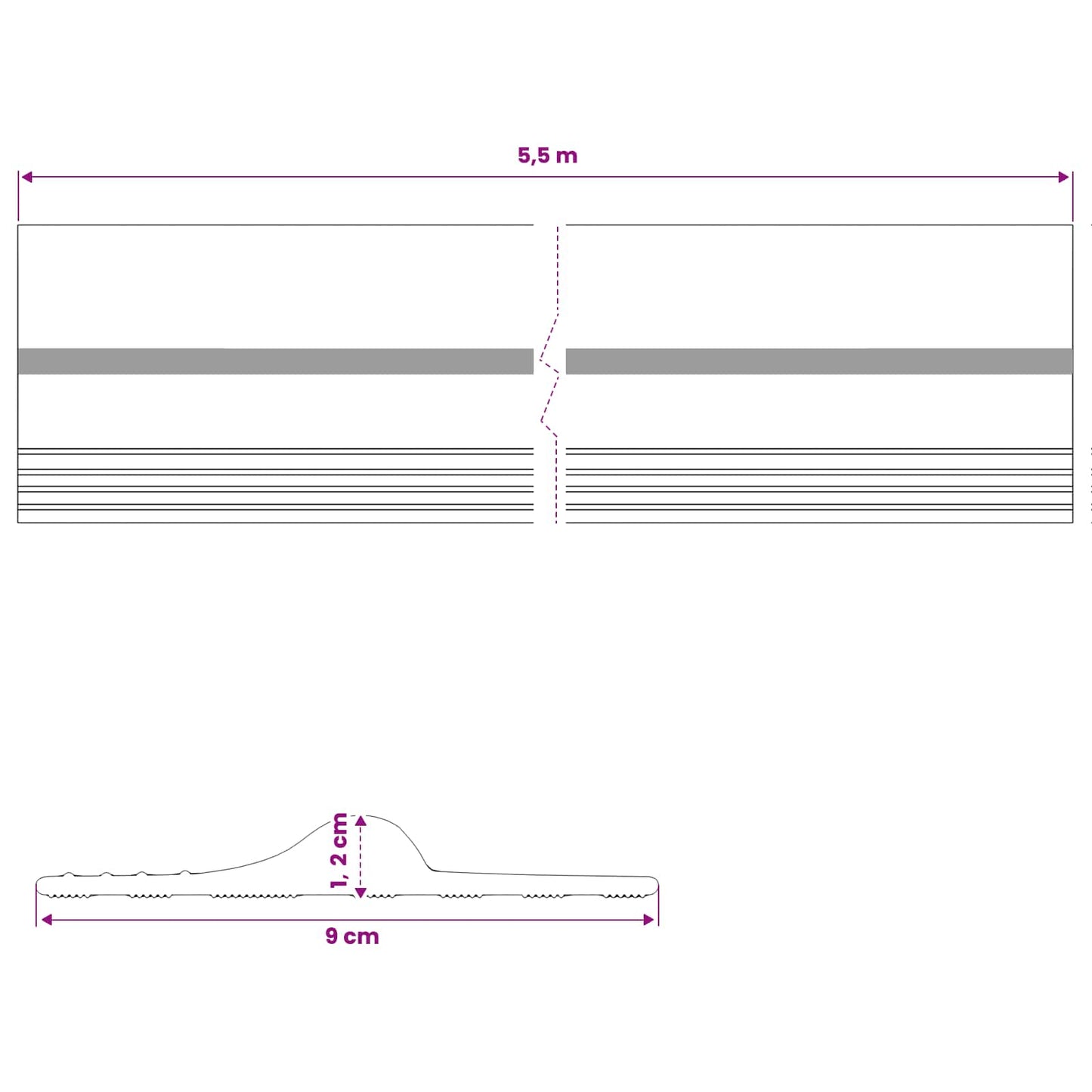 Garasje gulvforsegling Svart og Gul 12 x 90 mm 5,5 m PVC