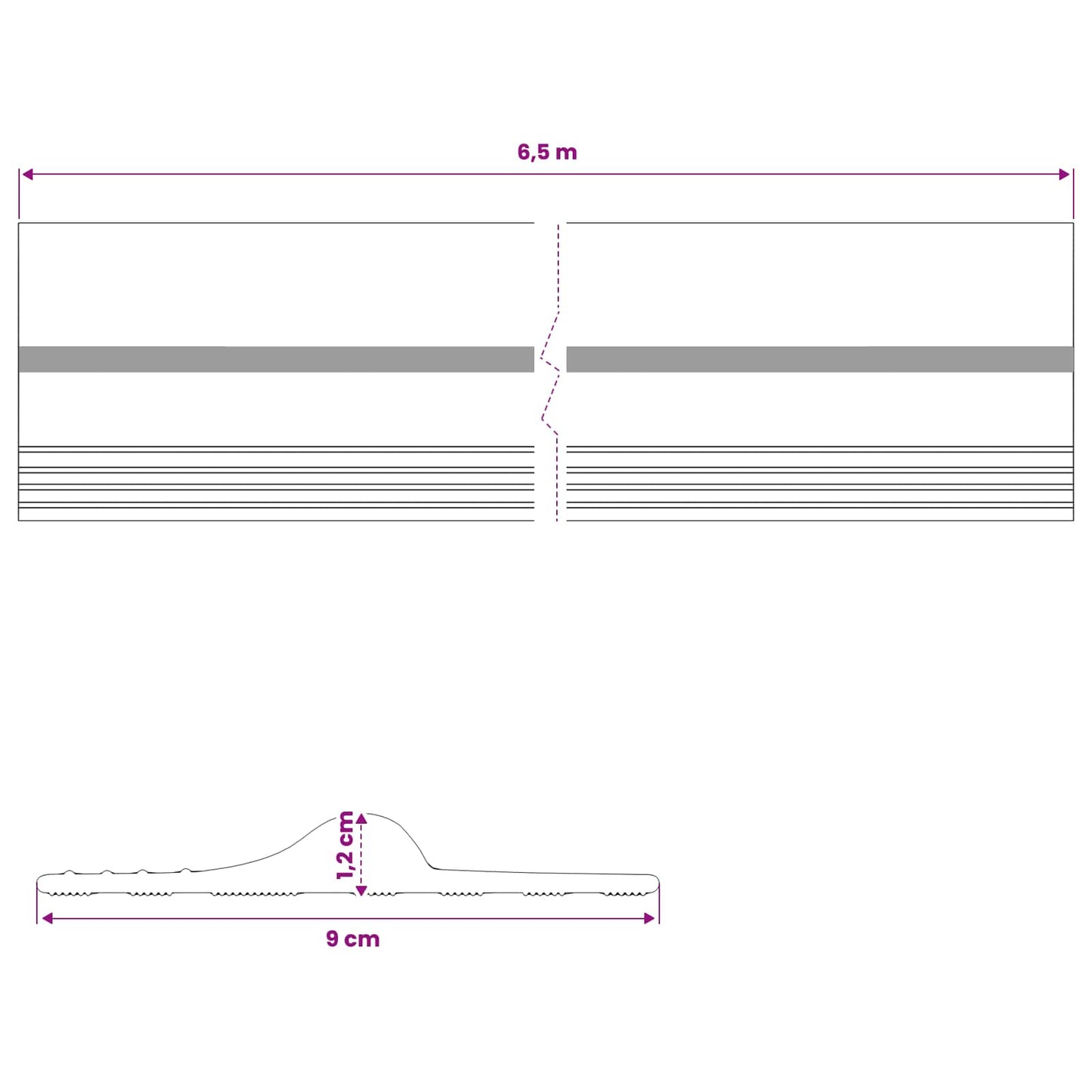 Garasje gulvforsegling Svart og Gul 12 x 90 mm 6,5 m PVC