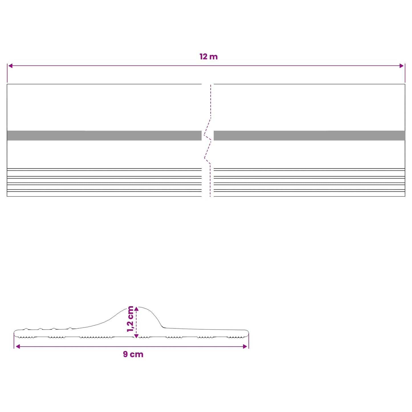 Garasje gulvforsegling Svart og Gul 12 x 90 mm 12 m PVC