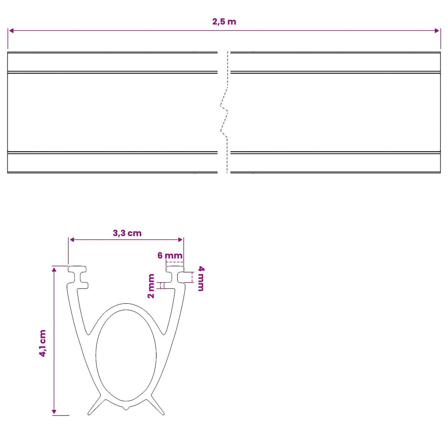 Garasje Dør Tetning Svart 41 x 33 mm 2,5 m PVC