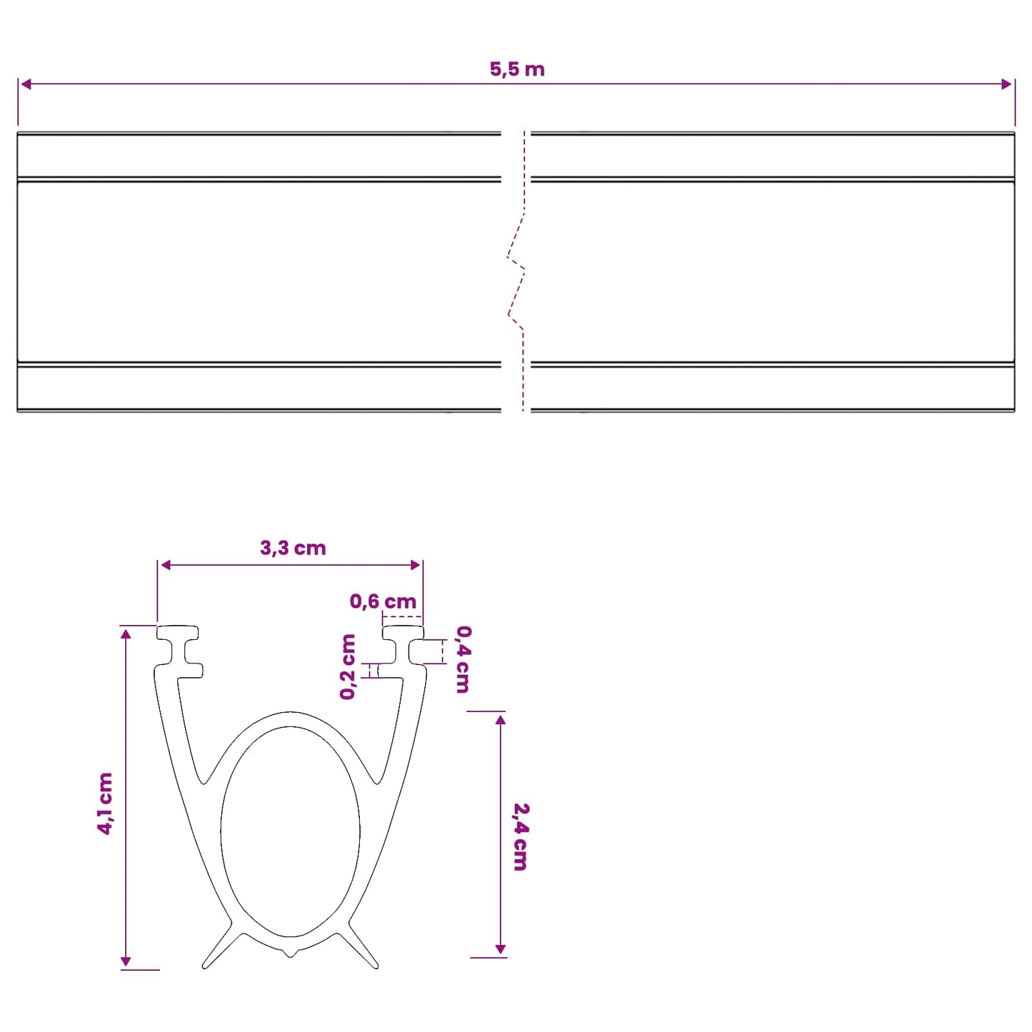 Garasje Dør Tetning Svart 41 x 33 mm 5,5 m PVC