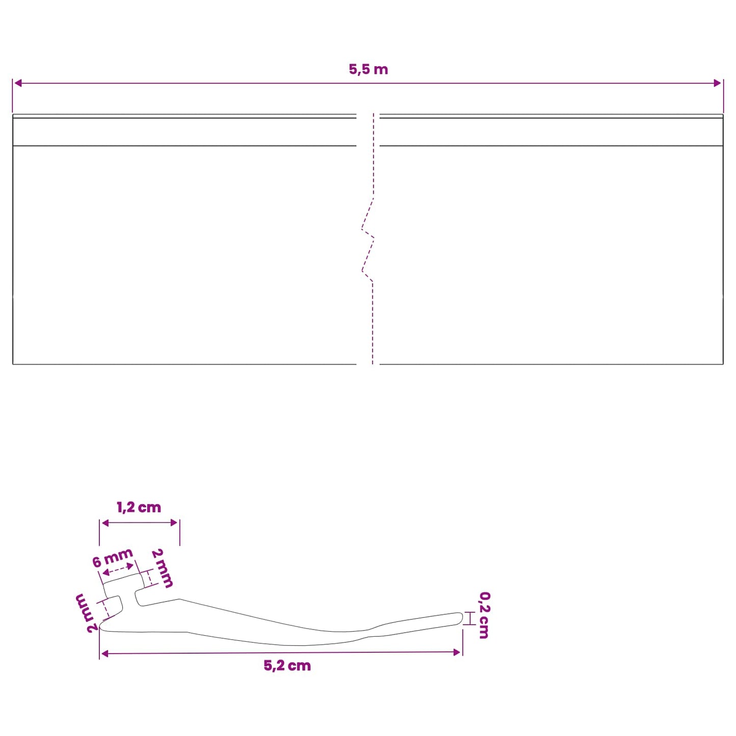 Garasje Dør Tetning Svart 52 x 2 mm 5,5 m PVC