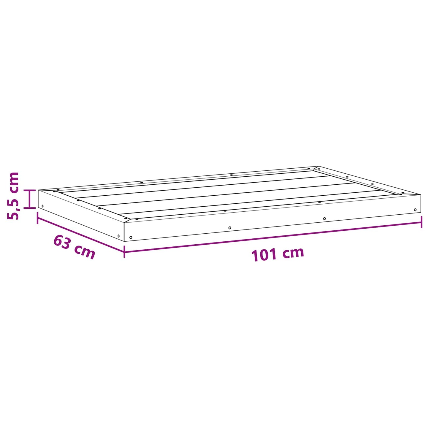 Dusjbaseplate Svart 101 x 63 x 5,5 cm WPC