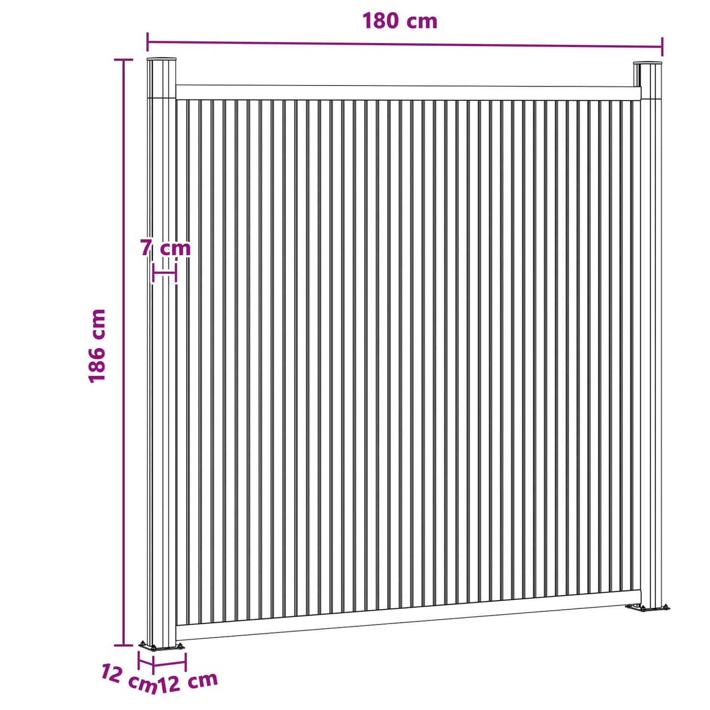 Gjerdeplate WPC og Aluminium Svart