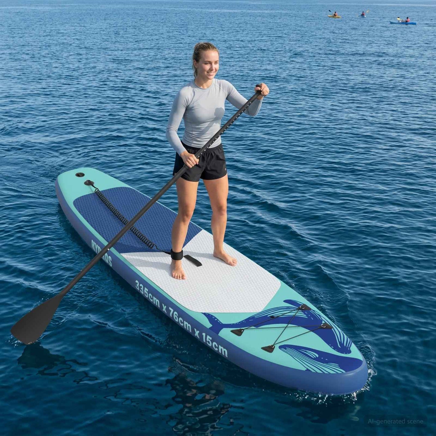 Oppblåsbar Stand Up Paddle Board HYDROS 335 x 76 x 15 cm Turkis