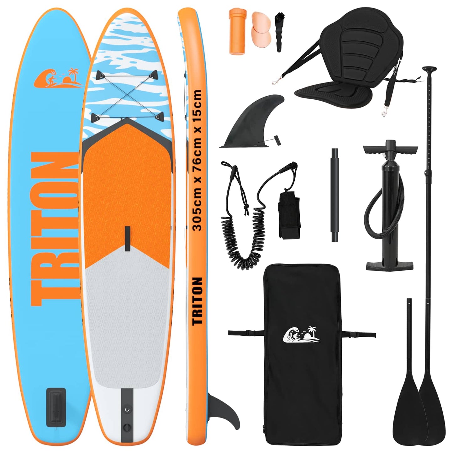 SUP-brett med sete 2-i-1 TRITON 305 x 76 x 15 cm Blå for