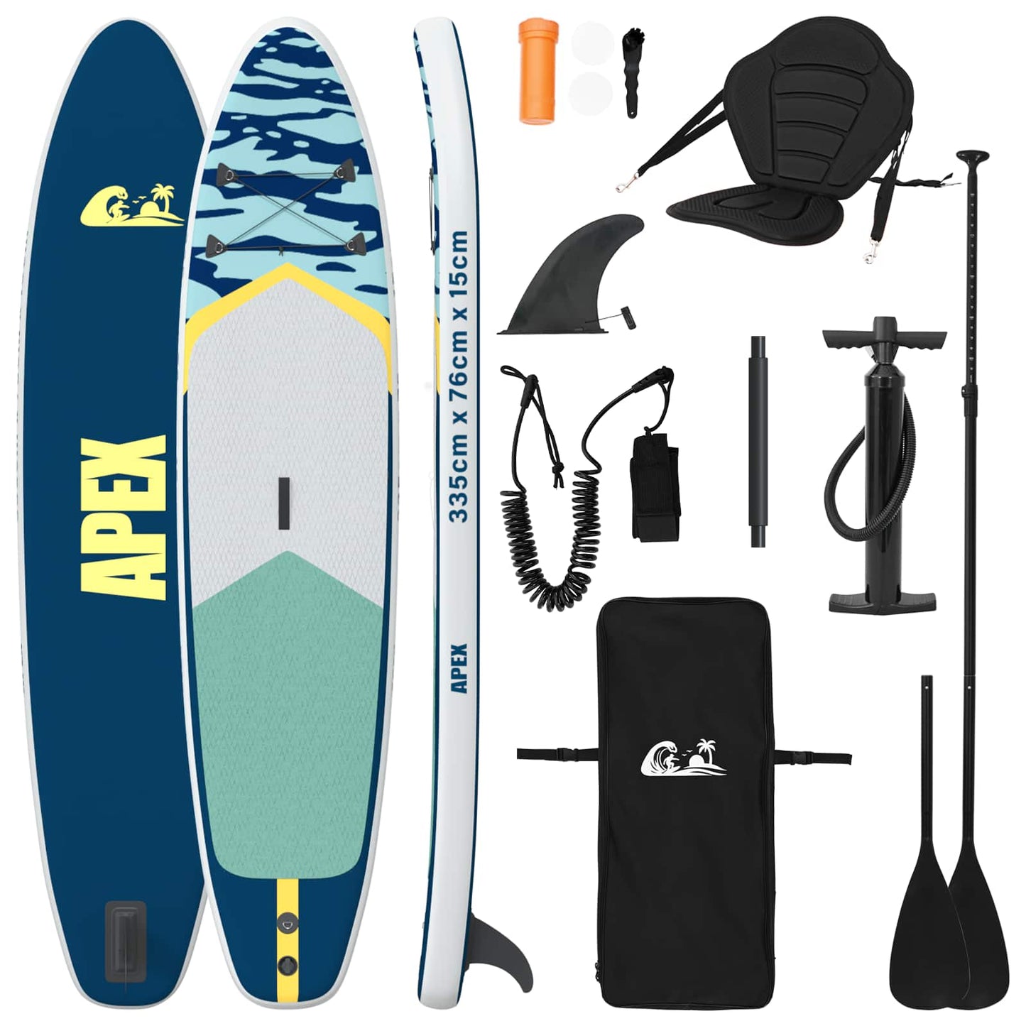 SUP-brett med sete 2-i-1 APEX 335 x 76 x 15 cm Blå for