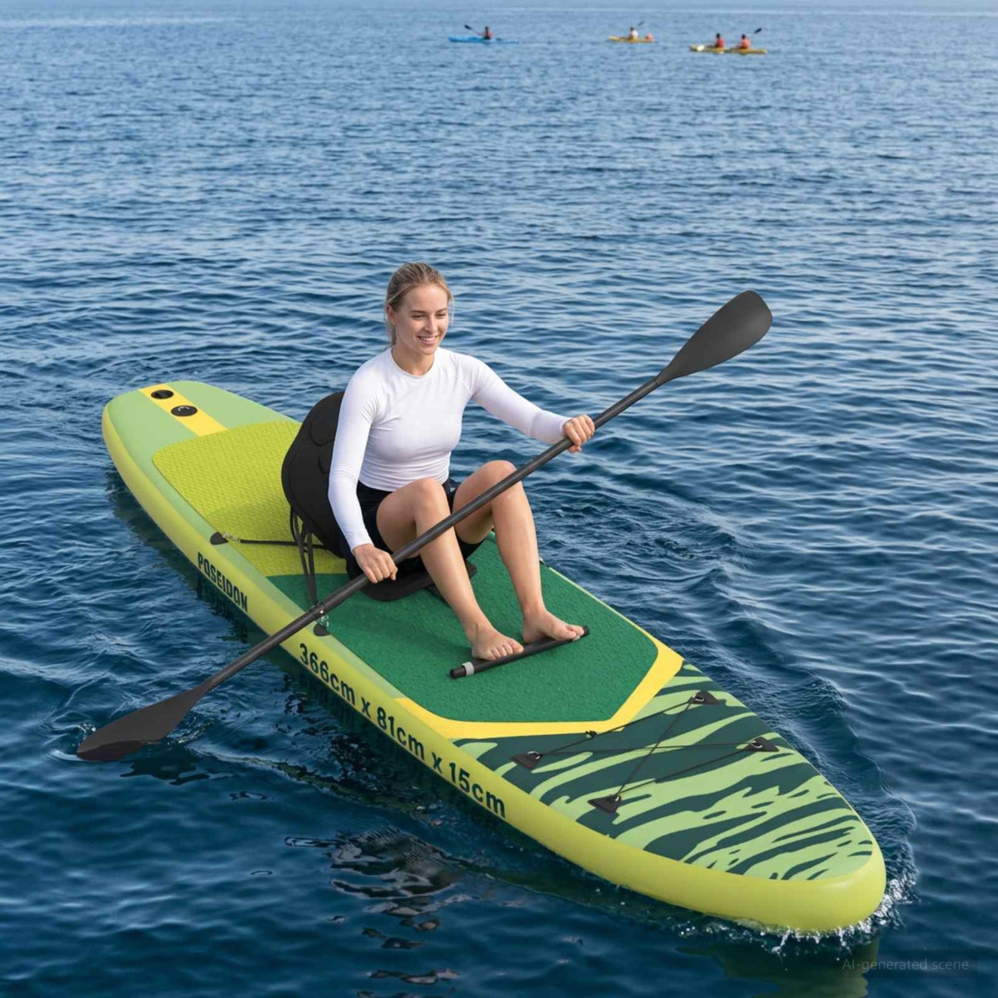 SUP-brett med sete 2-i-1 POSEIDON 366 x 81 x 15 cm Grønn for