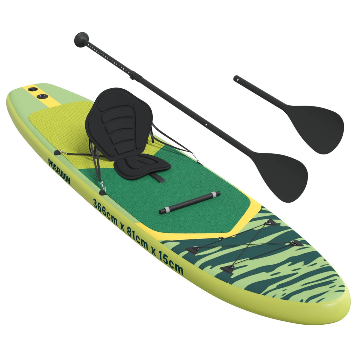 SUP-brett med sete 2-i-1 POSEIDON 366 x 81 x 15 cm Grønn for