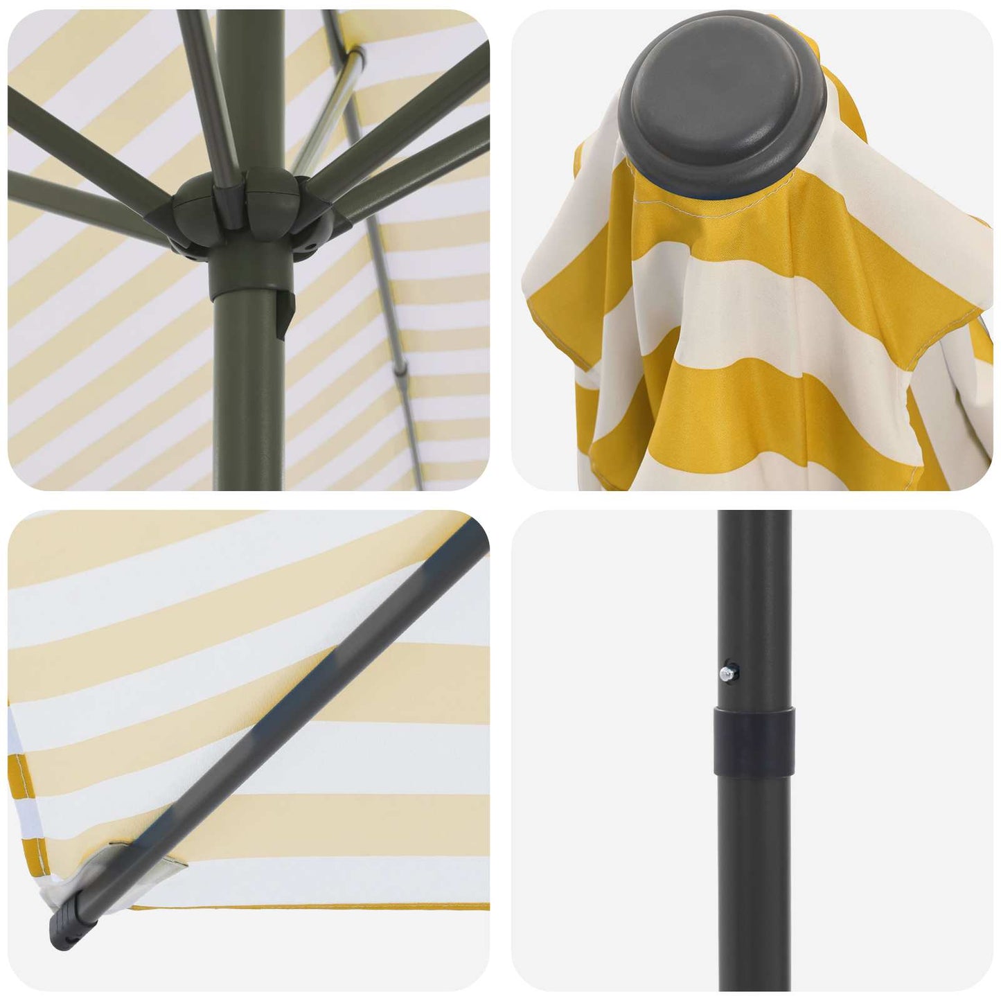 Hageparasol 230 x 230 cm Polyester Rektangulær Gul og hvit