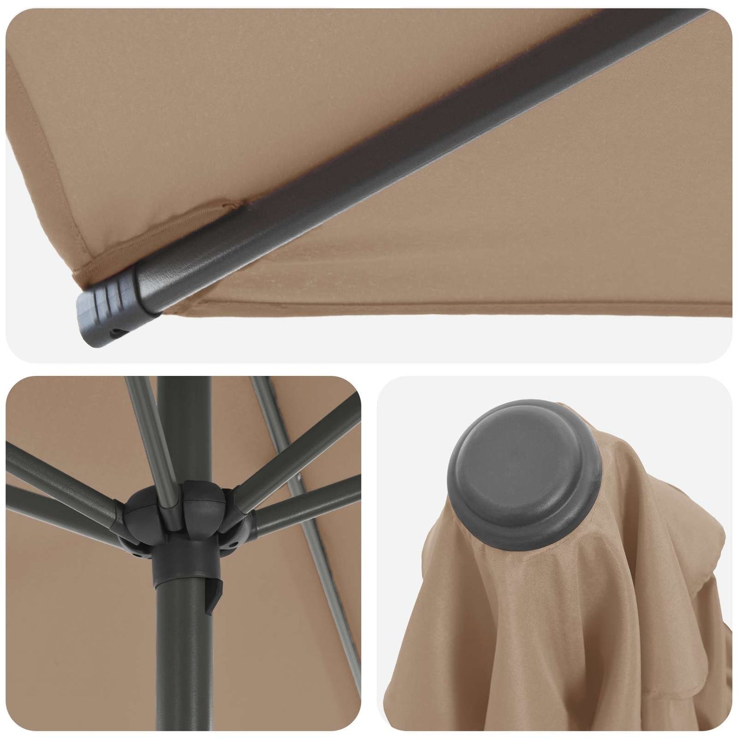 Hageparasol med base 200 x 300 cm Polyester Rektangulær Gråbrun