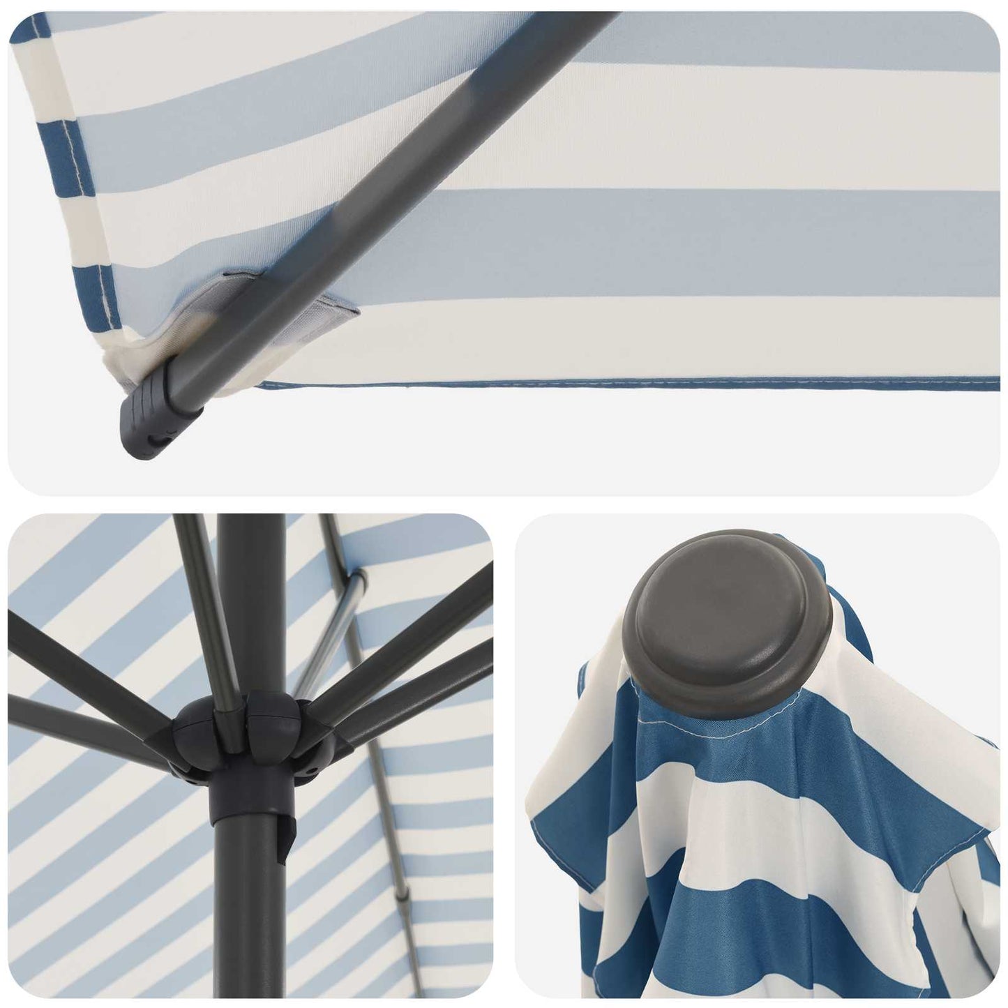 Hageparasol 200 x 300 cm Polyester Rektangulær Blå og hvit