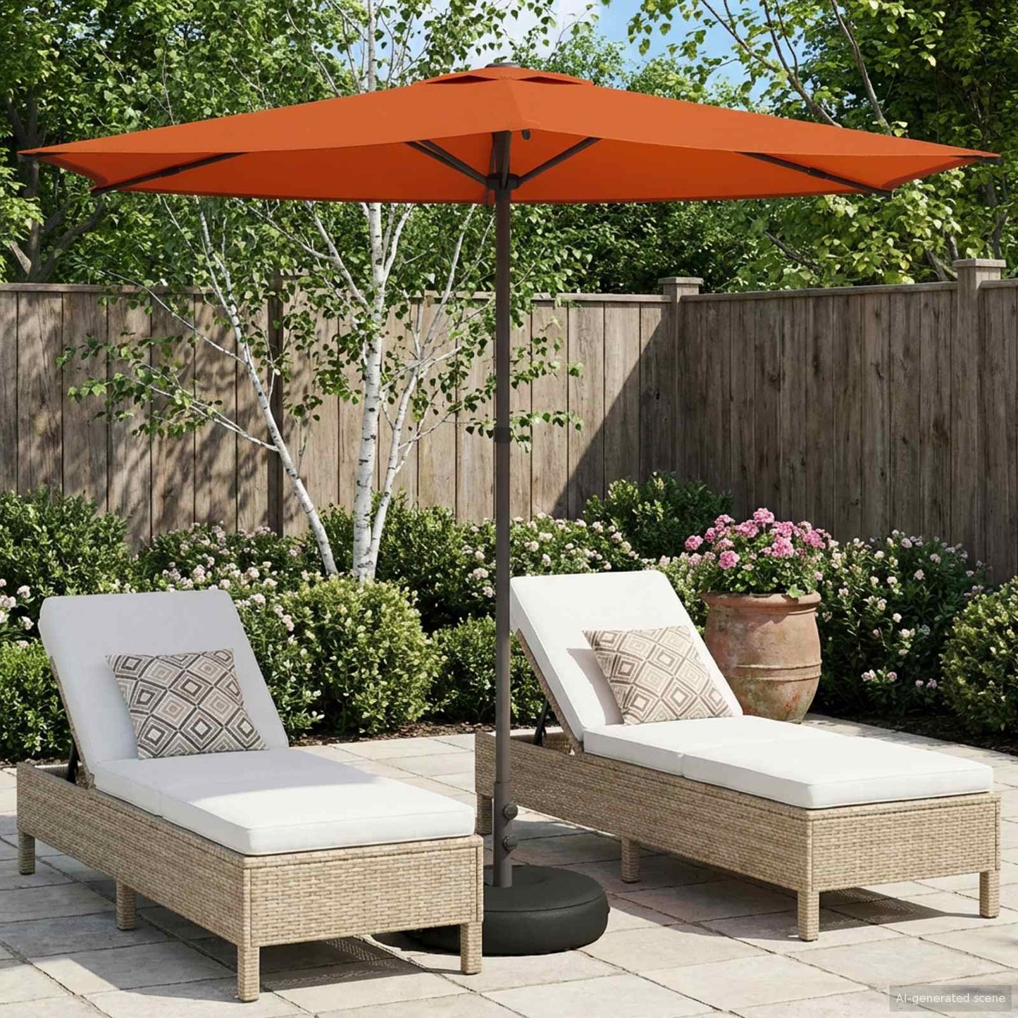 Hageparasol med base 270 x 270 cm Polyester Rektangulær