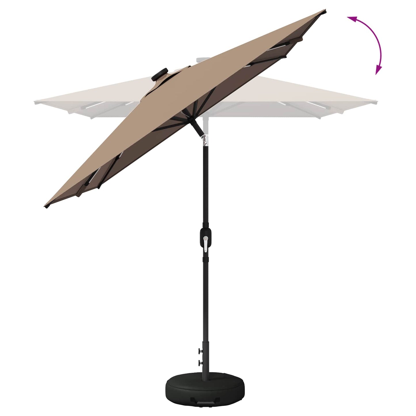 Hageparasol med LED-lamper og fot 200 x 300 cm Polyester