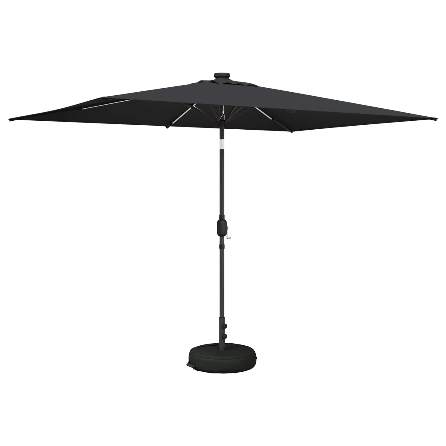 Hageparasol med LED-lamper og fot 200 x 300 cm Polyester