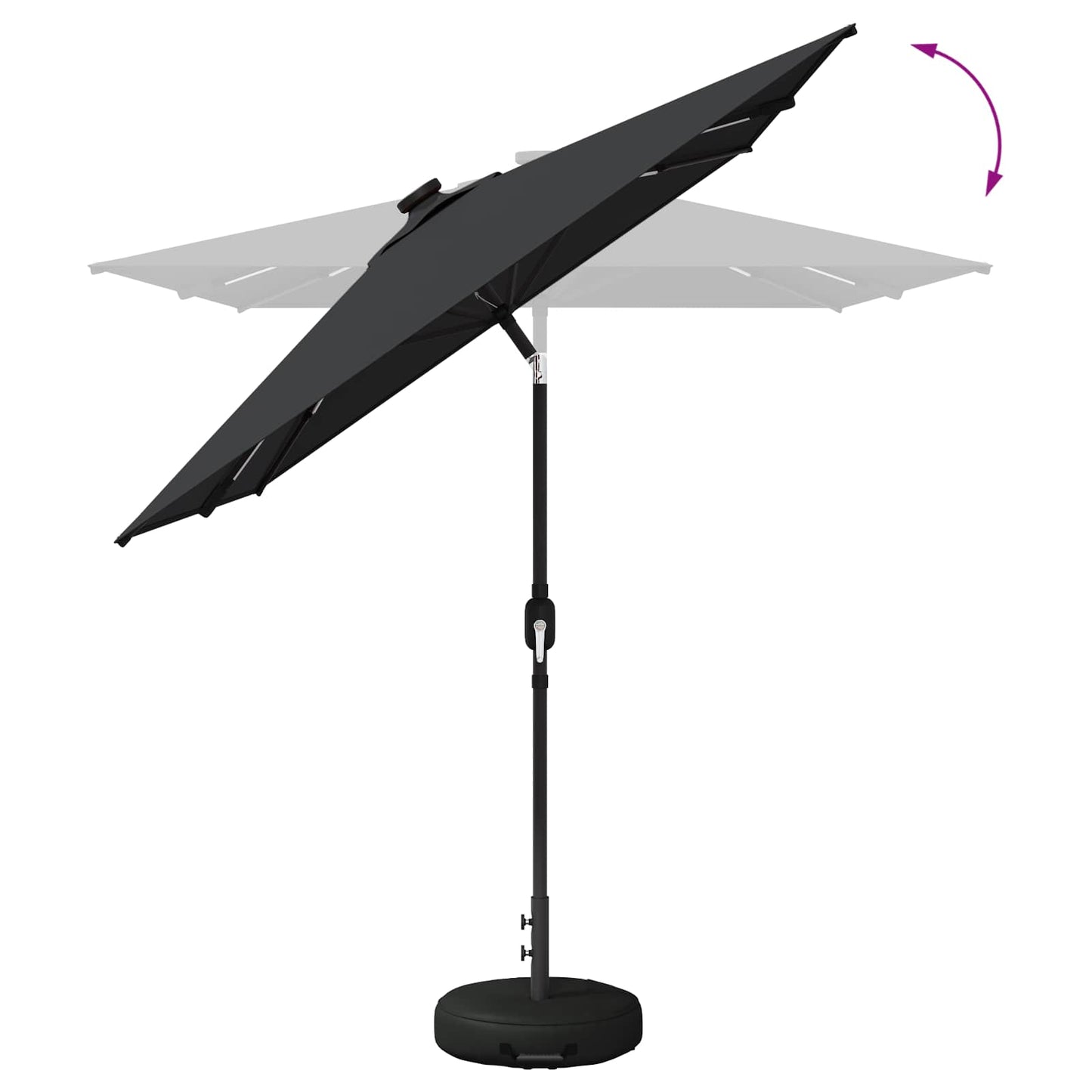 Hageparasol med LED-lamper og fot 200 x 300 cm Polyester