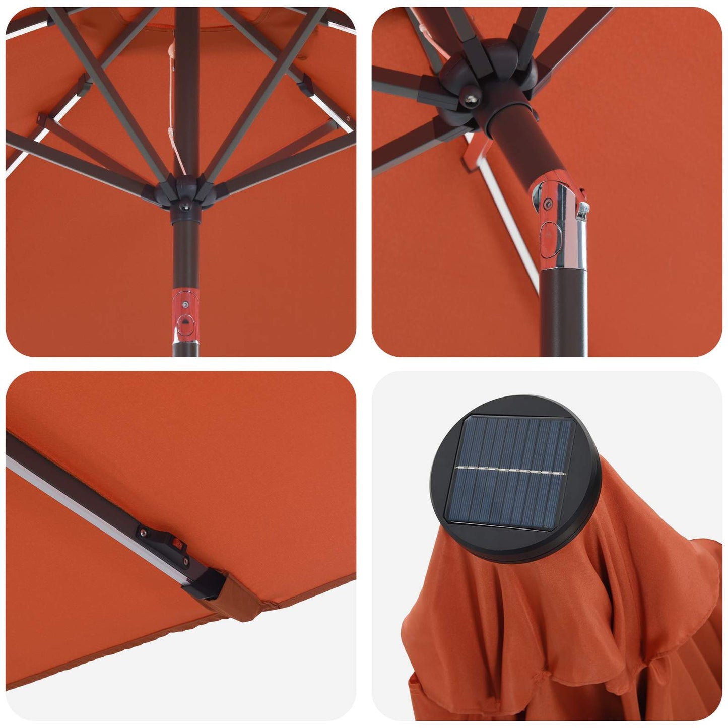 Hageparasol med LED-lamper og fot 200 x 300 cm Polyester
