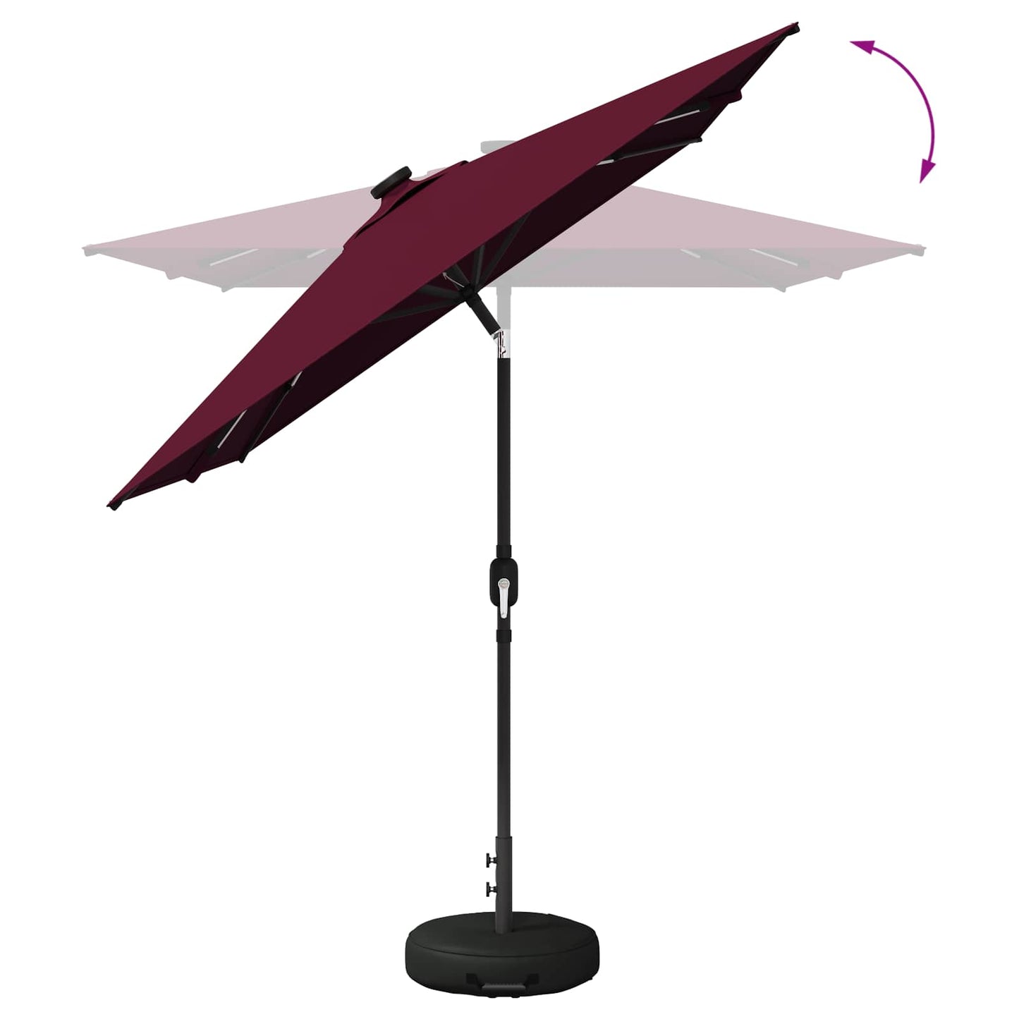 Hageparasoll med LED-lamper 200 x 300 cm Polyester Bordeaux Rød