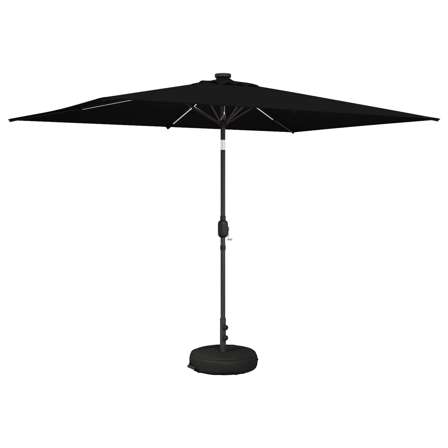 Hageparasoll med LED-lamper 200 x 300 cm Polyester Svart